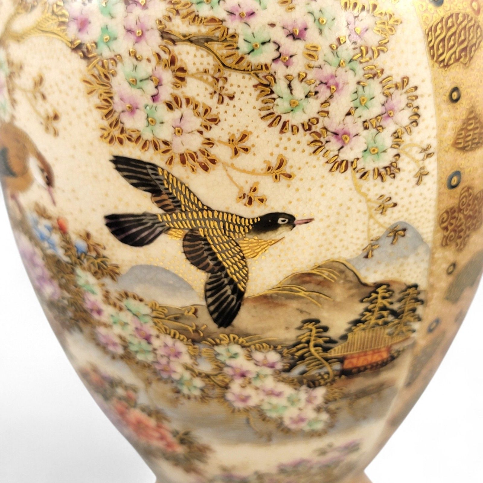 Home Decor Antique Meiji Pair Hododa Satsuma Vases, Shimazu Mon Exhibition Quality C. 1900 photo