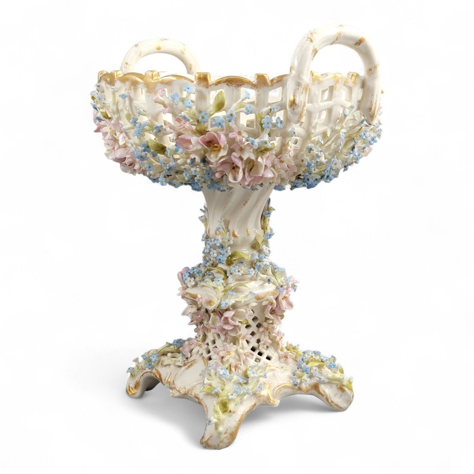 C.G. Schierholz Plaue Porcelain Flower Centerpiece C.1885, Reticulated Bowl photo buy