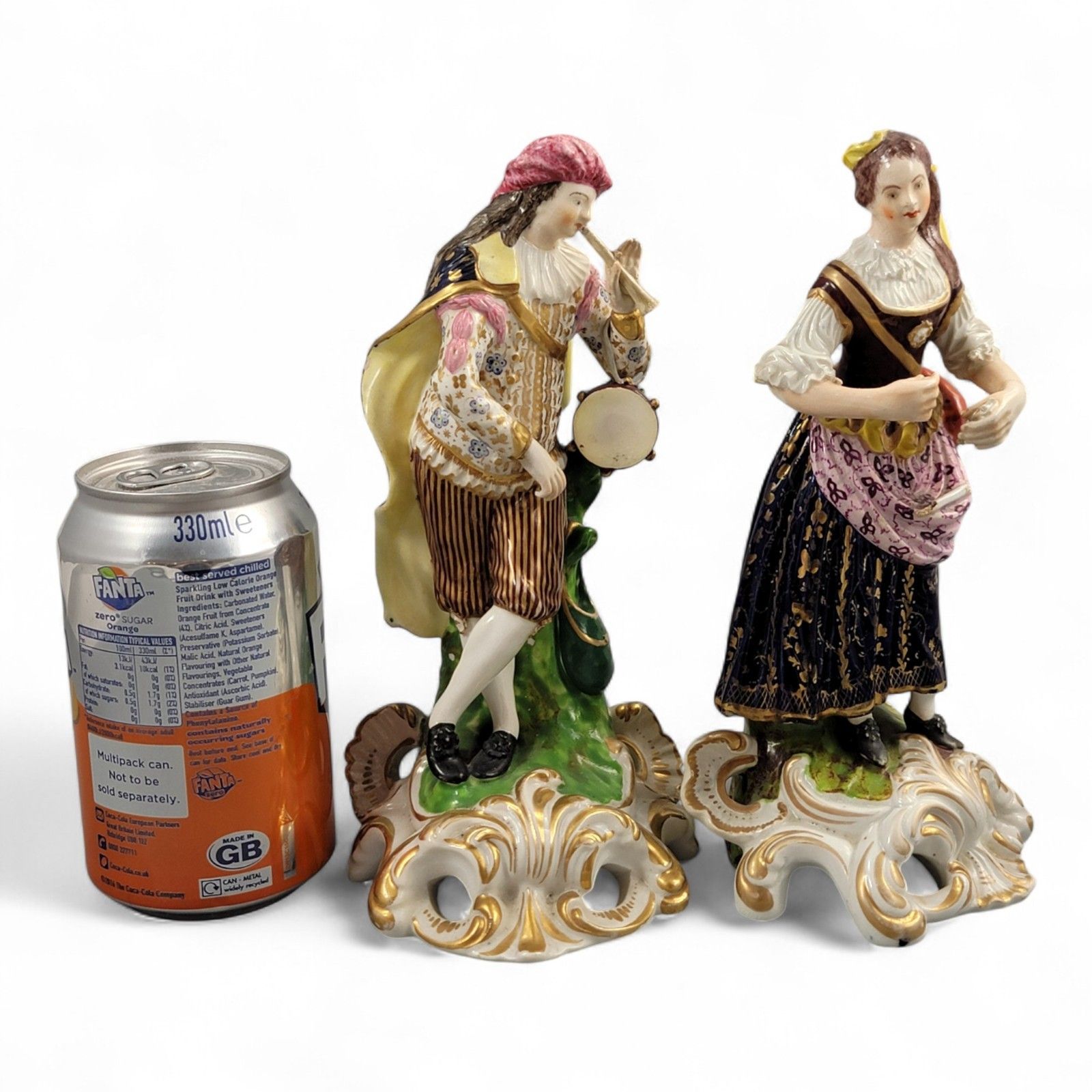 Derby Bloor Period Porcelain Figures “Idyllic Musicians” C.1815 Finely Enamelled photo vintage