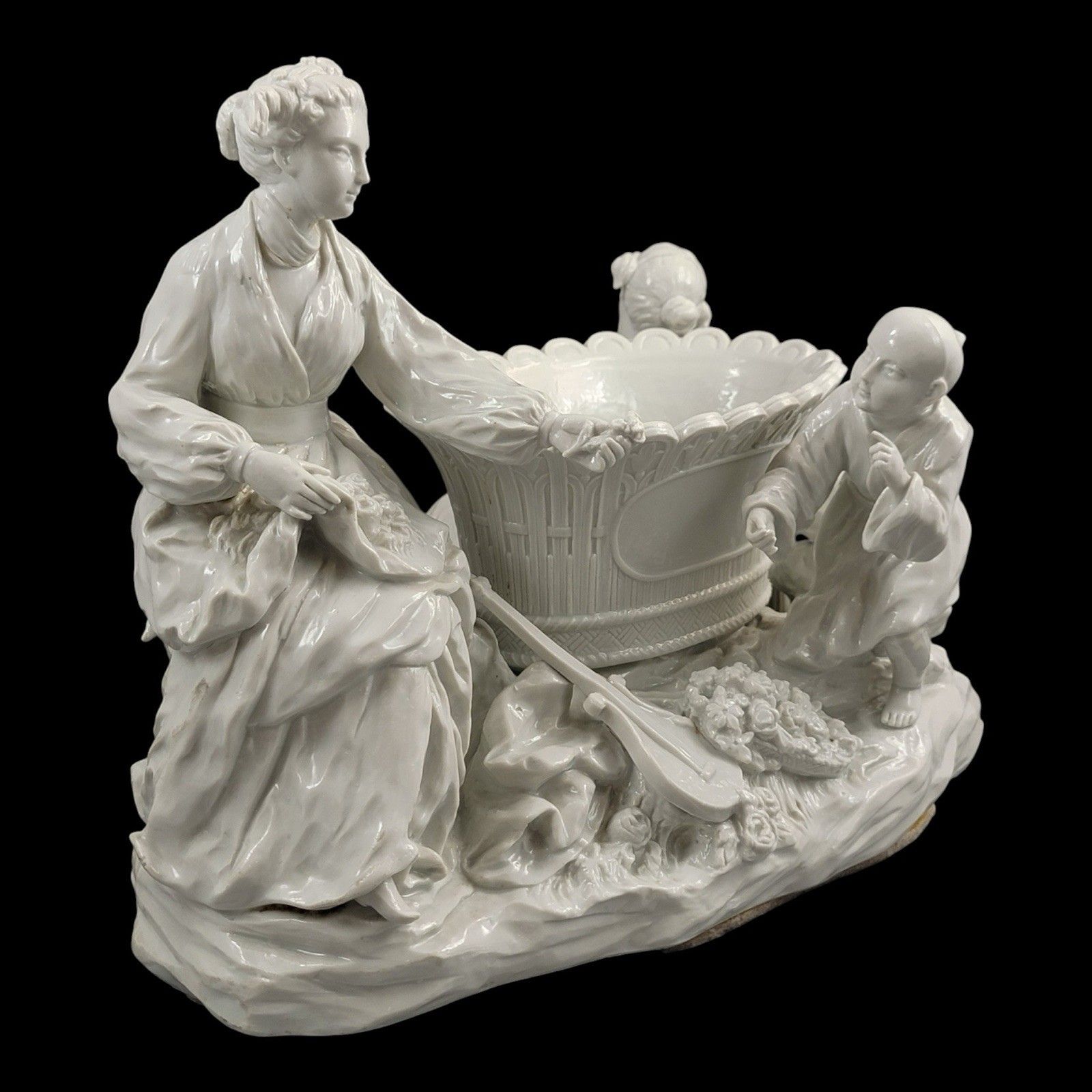 Large French Soft Paste Chinoiserie Figure Group With Jardinière, C.1750–1760 photo furniture