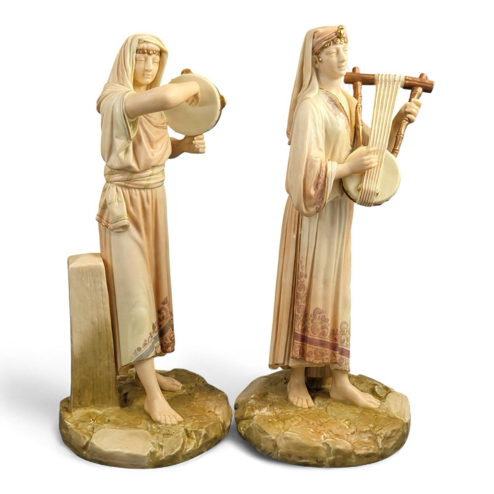 Antique Victorian Royal Worcester Egyptian Musicians By James Hadley, 1893 photo vinterior