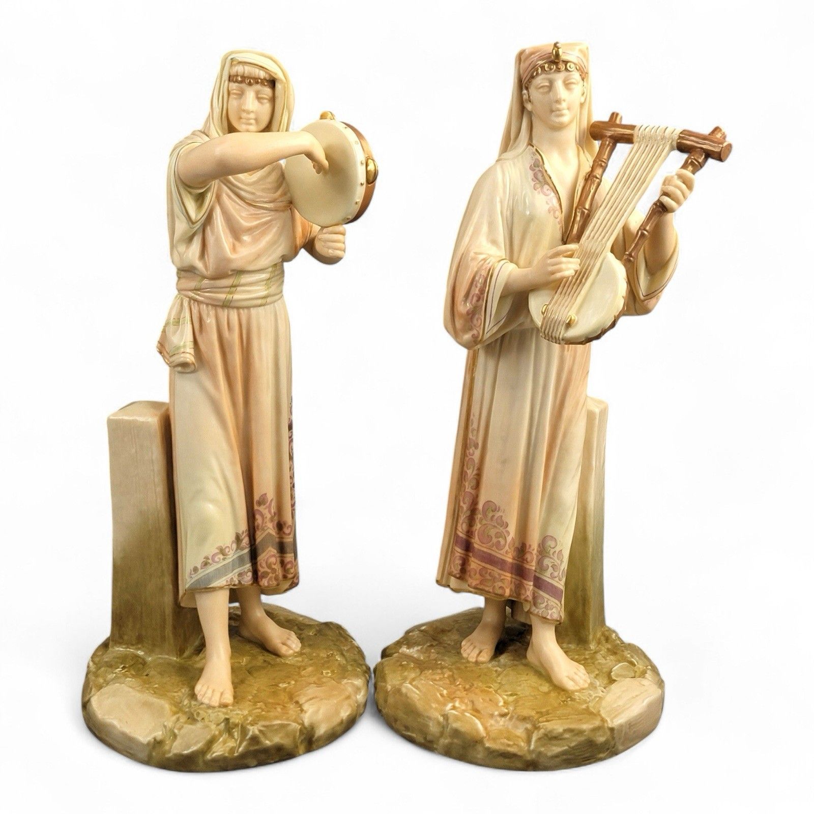 Antique Victorian Royal Worcester Egyptian Musicians By James Hadley, 1893 photo buy