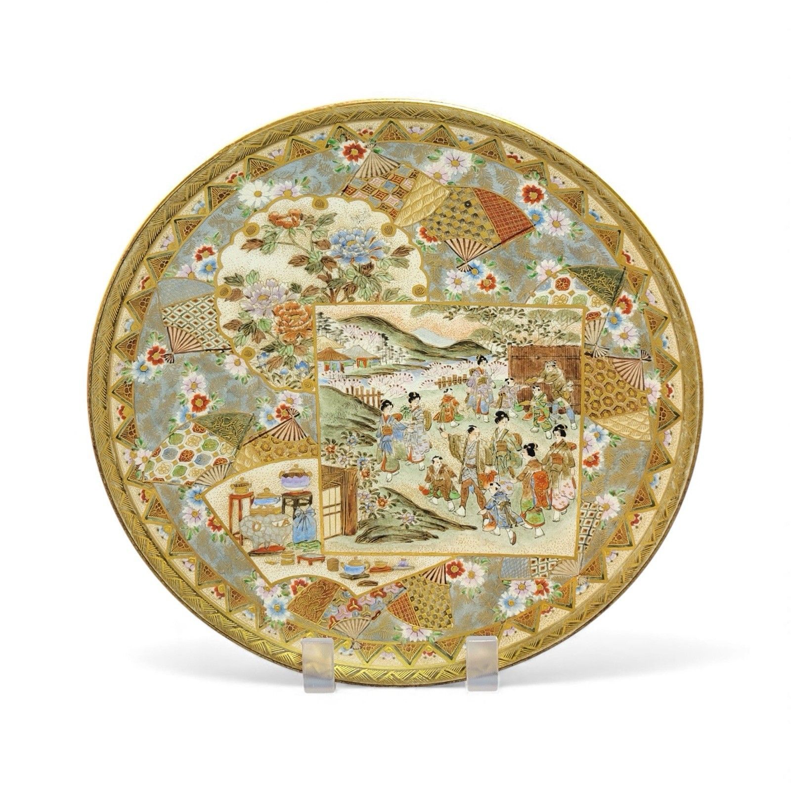 photo vinterior Pair Of Meiji Satsuma Dishes By Miyagawa (Makuzu) Kozan, Japanese Antique