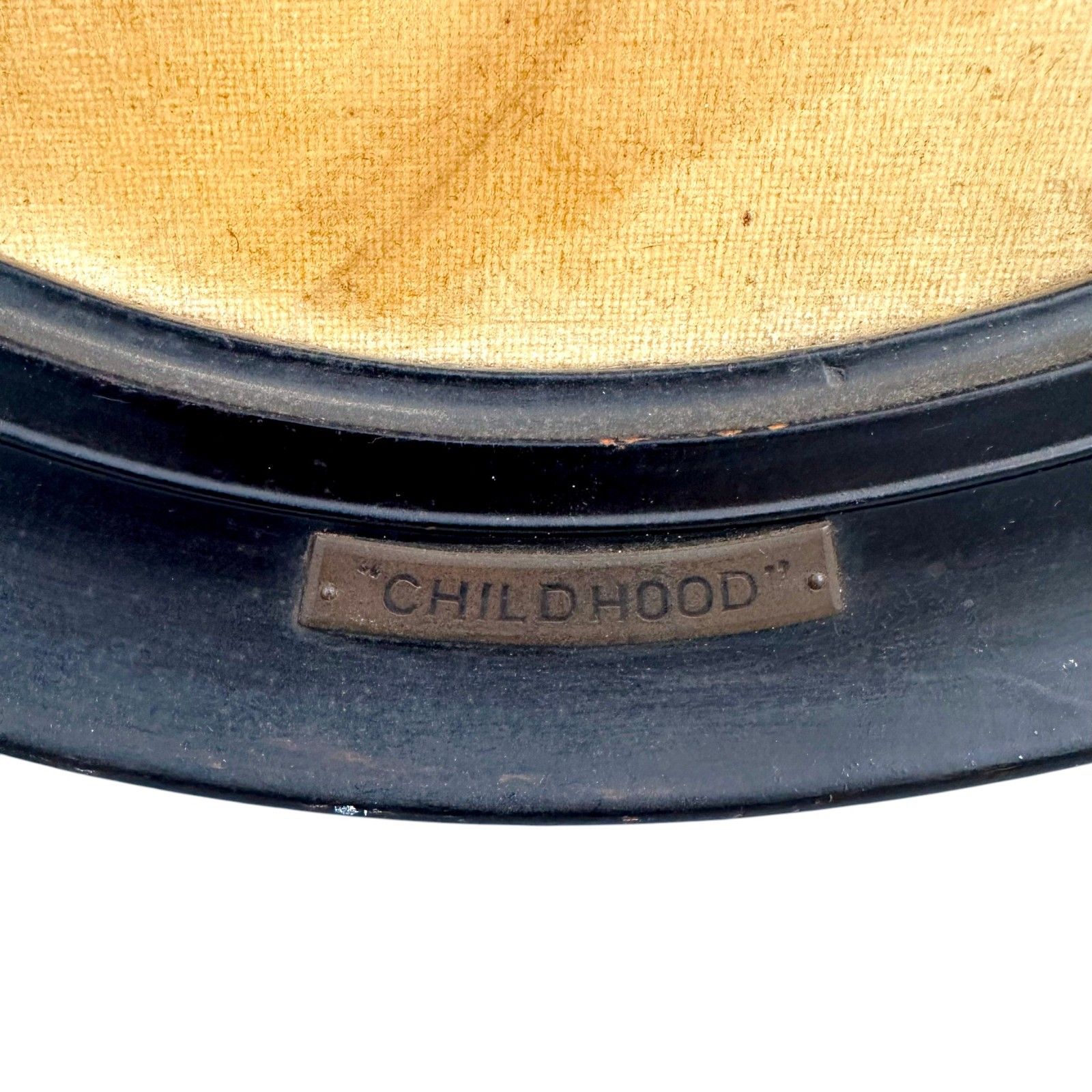 “Childhood” 1930 Oil Painting By Bown Jones – Oval Ebonised Frame photo for sale