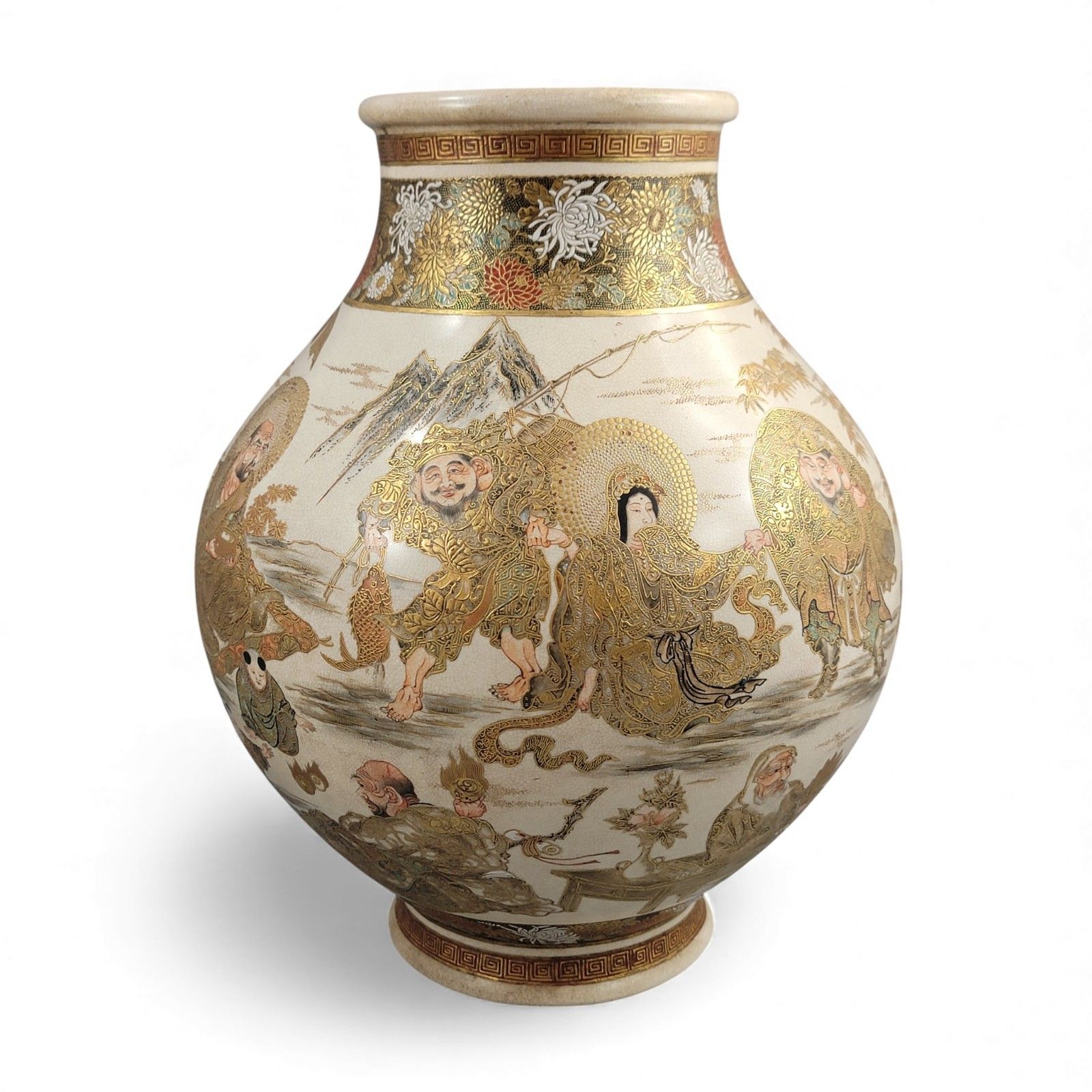 Antique Japanese Monumental Kyoto Satsuma Vase By Seiko En Chokei, Meiji Period photo Home Decor