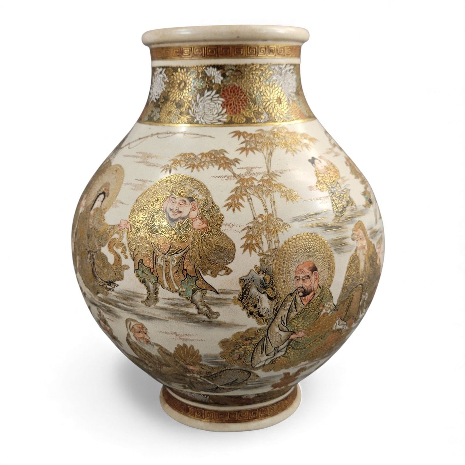 Antique Japanese Monumental Kyoto Satsuma Vase By Seiko En Chokei, Meiji Period photo vinterior
