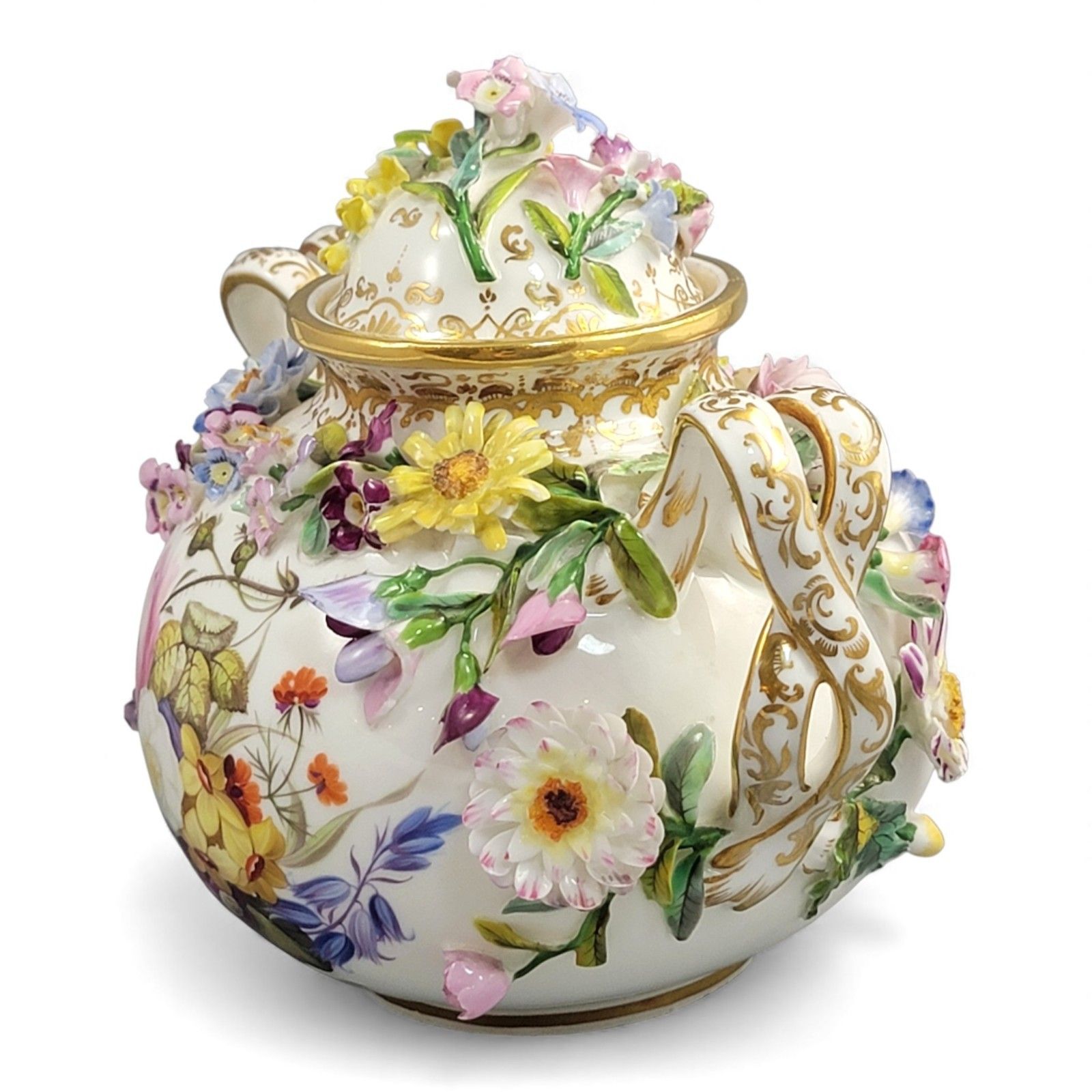 Regency Coalport Porcelain Flower Encrusted Pot, Coalbrookdale Style, C.1815 photo Home Decor