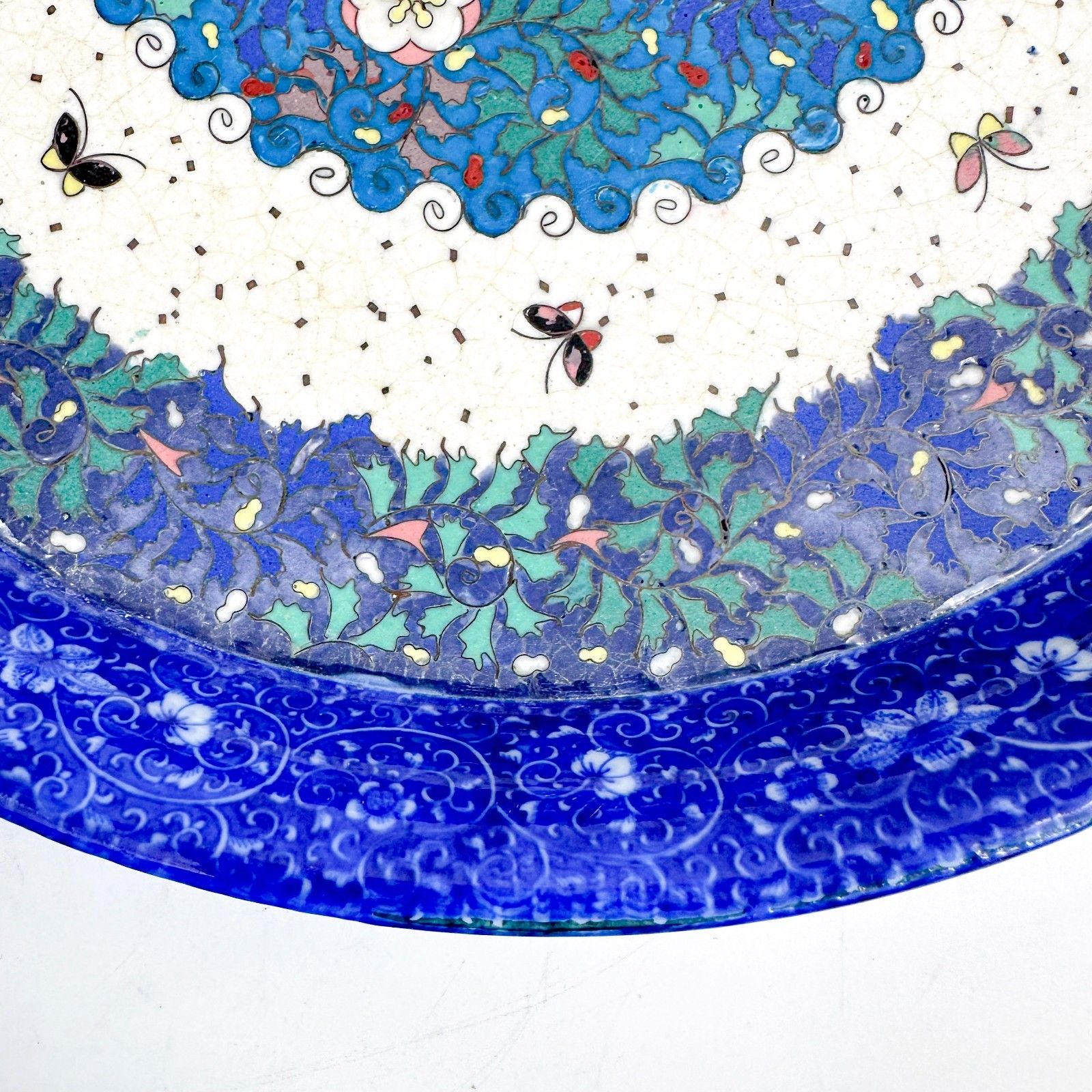 photo furniture Large Japanese Porcelain & Cloisonné Enamel Dish, Meiji Period, C. 1880s