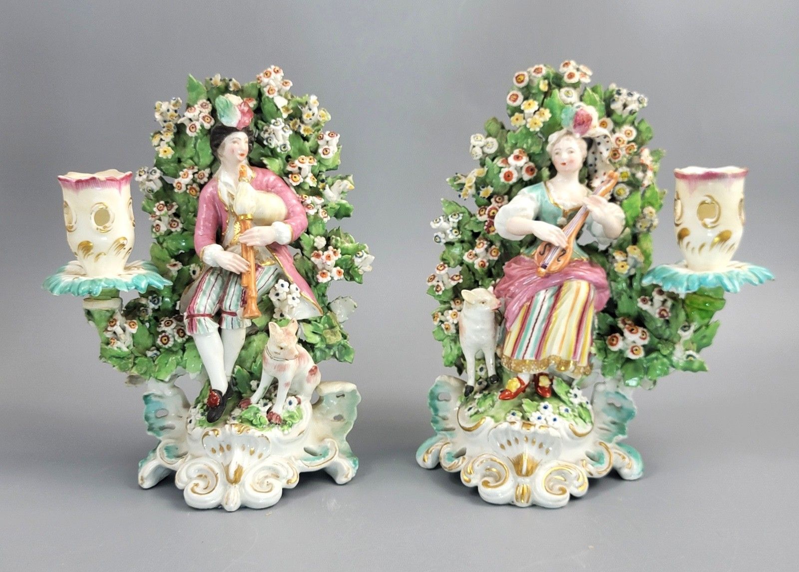 Derby Pair Of Porcelain Candlestick Figures Musicians, C. 1765–1770