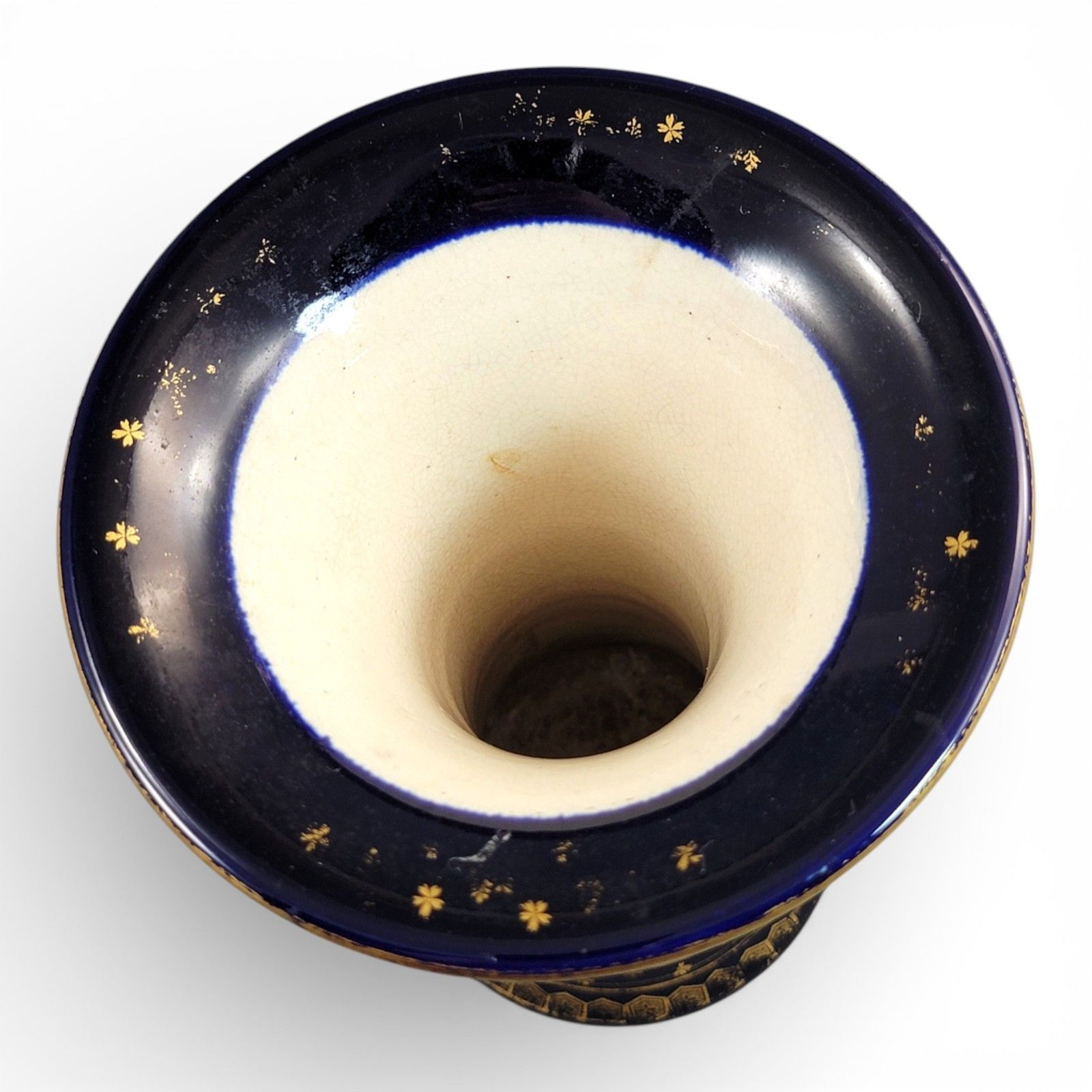 Antique Japanese Satsuma Vase C.1895, Nanzan Mark, Cobalt & Gilt Moriage photo vinterior