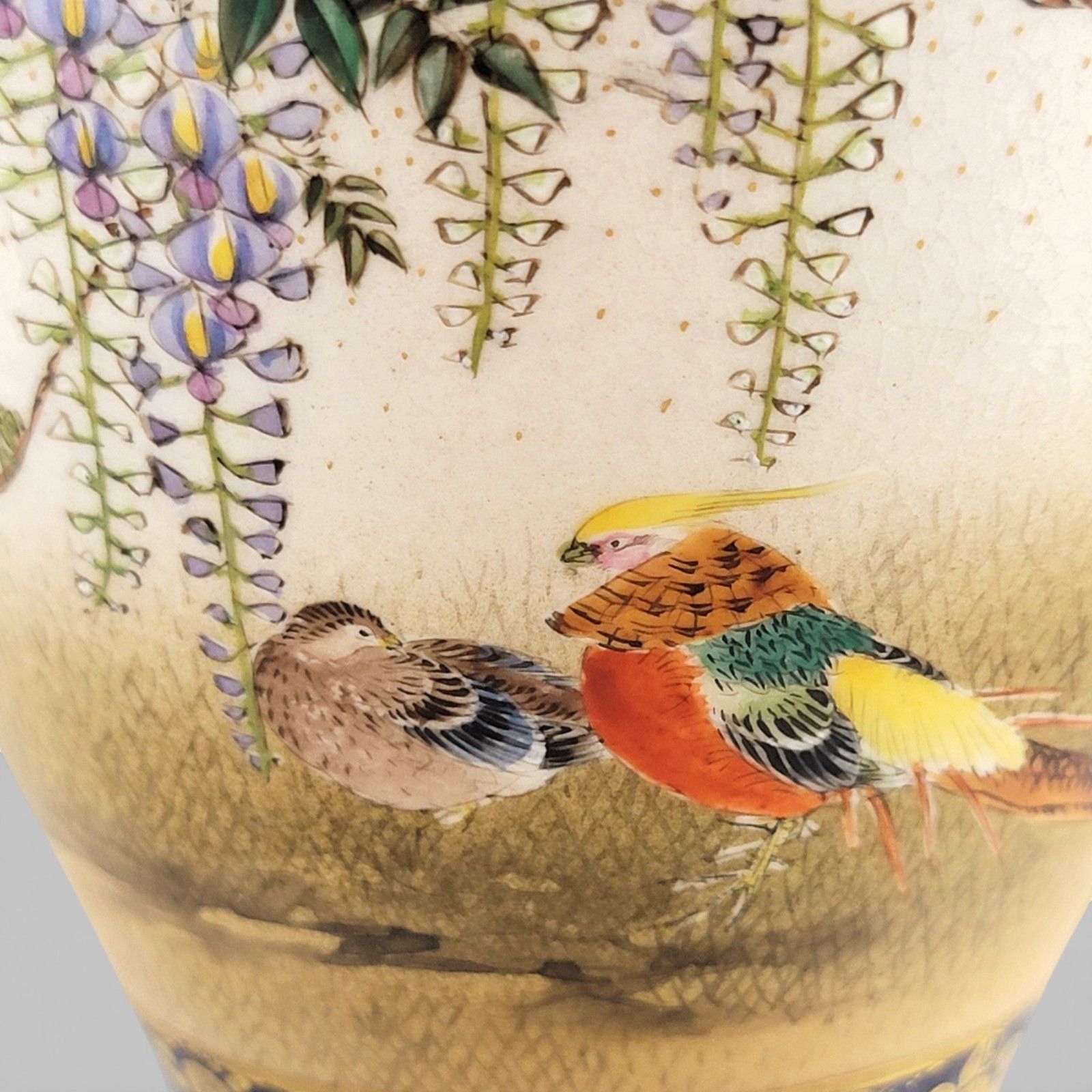 photo for sale Kinkozan Kyoto Satsuma Vase C.1895 Cobalt Blue Gilt Birds Moriage