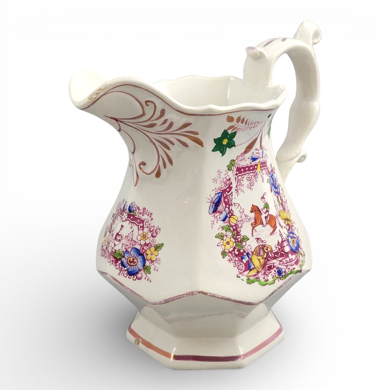 Staffordshire Jug, Oriental Scene With “Indische Blumen”, Late 18th Century photo 700.0