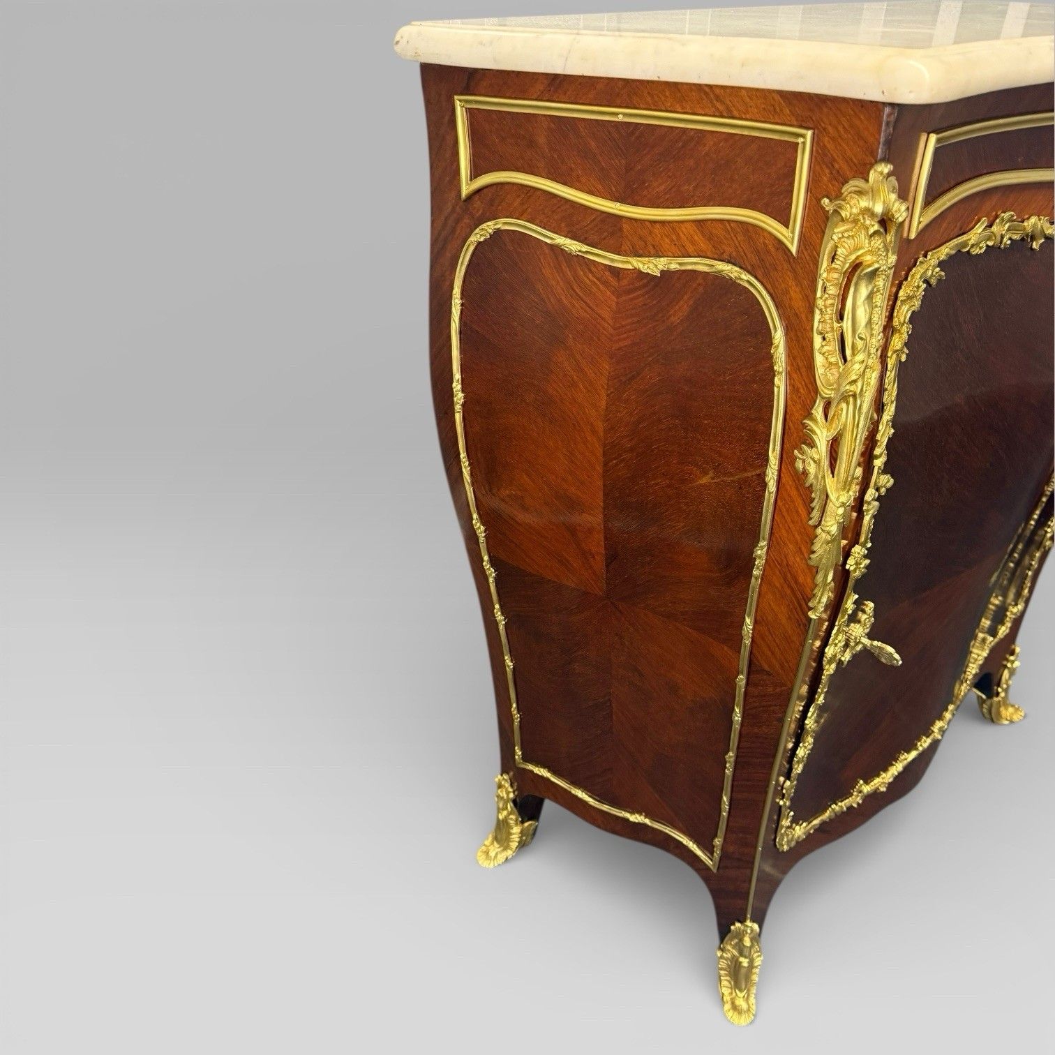 photo buy Antique Pair Of Late 19th Century French Kingwood Bombe Cabinets By E. Kahn