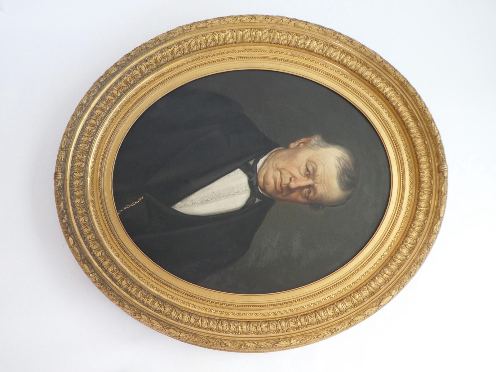 Large 19th Century Male Portrait Oil On Canvas, Elegant Painting With Golden Frame photo buy