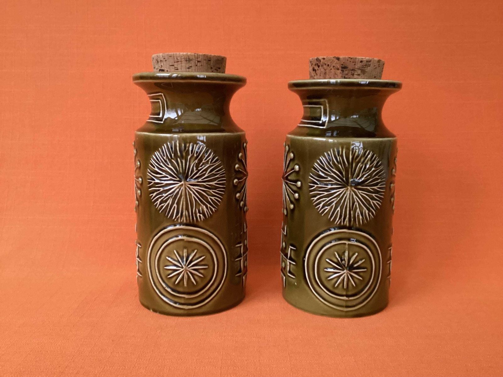 Pair Of Portmeirion Totem Storage Jars In Olive Green, Susan Williams Ellis Design photo Home Decor