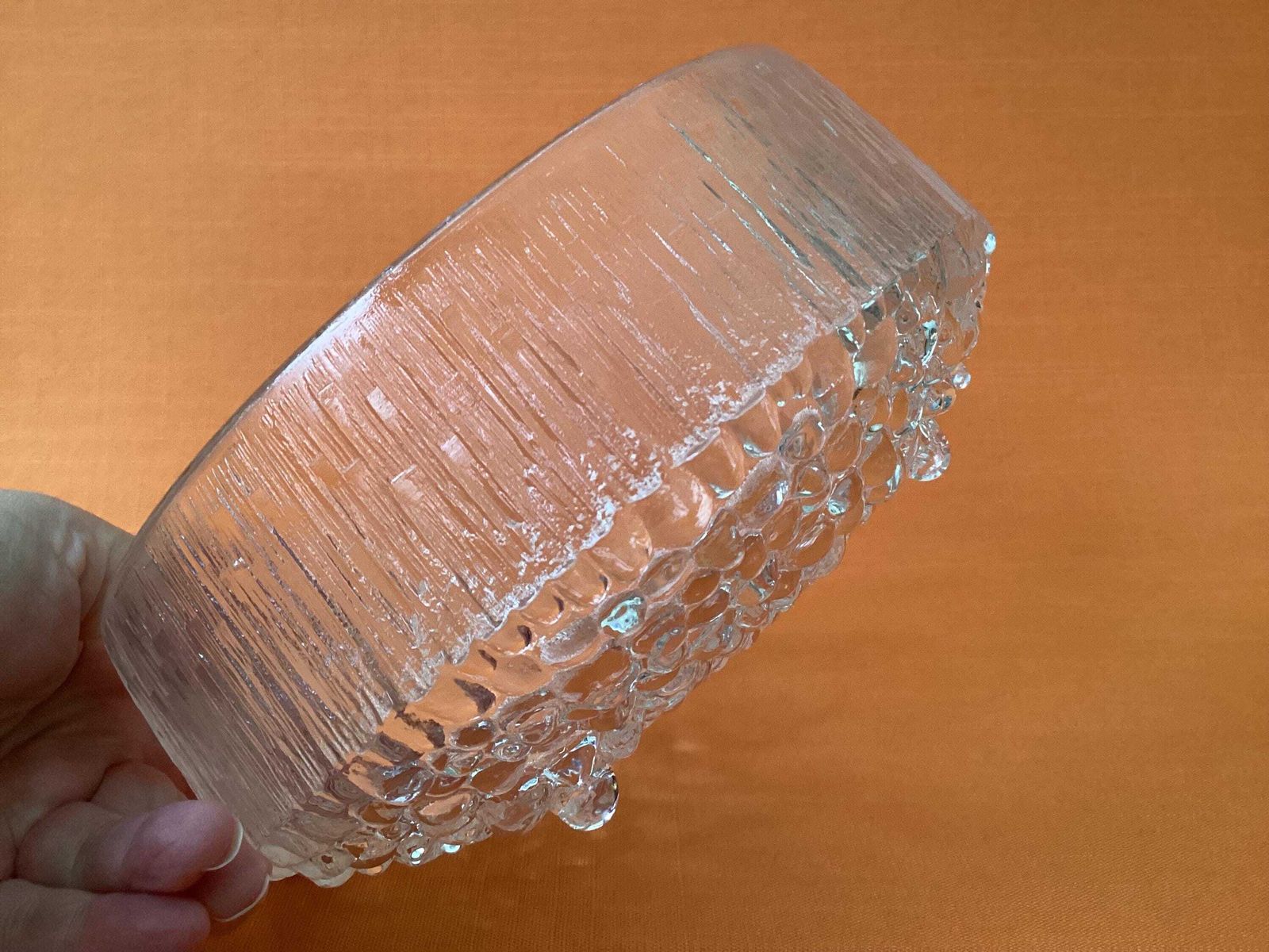 1960s Scandinavian Textured Glass Bowl, Ultima Thule Collection By Tapio Wirkkala photo for sale