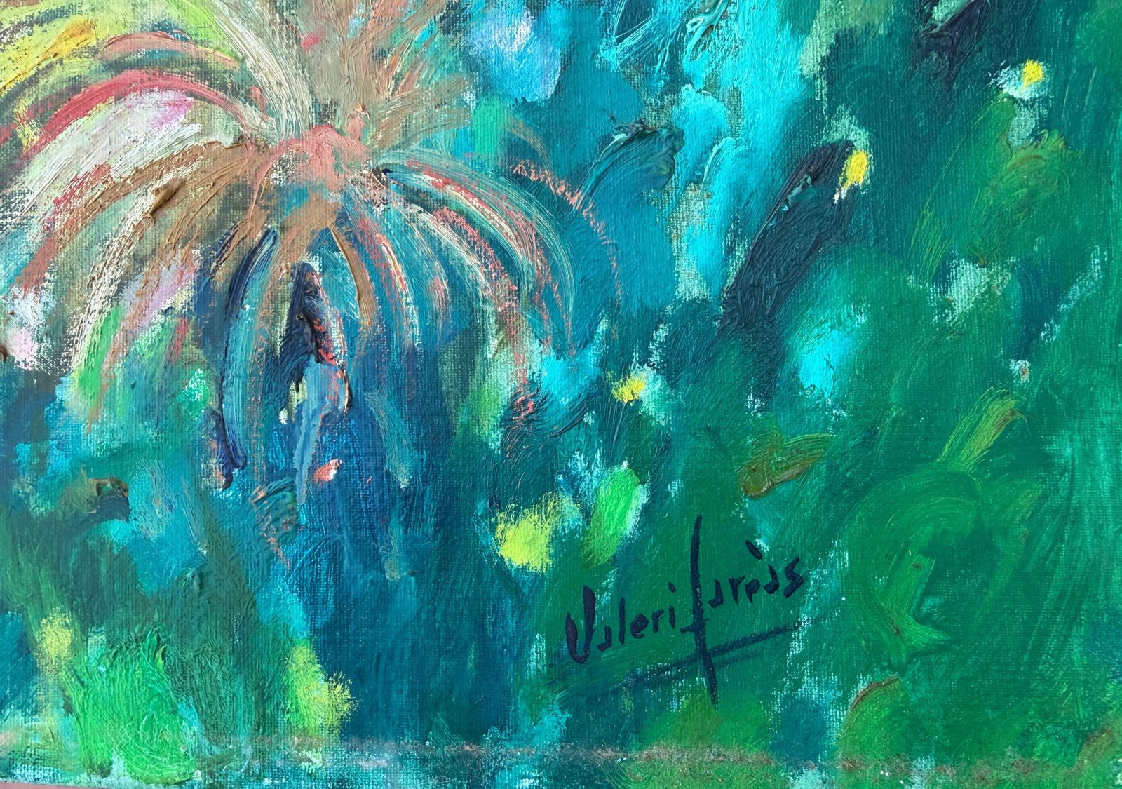 Valeri Farras Mediterranean Landscape With Architecture And Cypress Trees Oil On Canvas C.1990 photo furniture