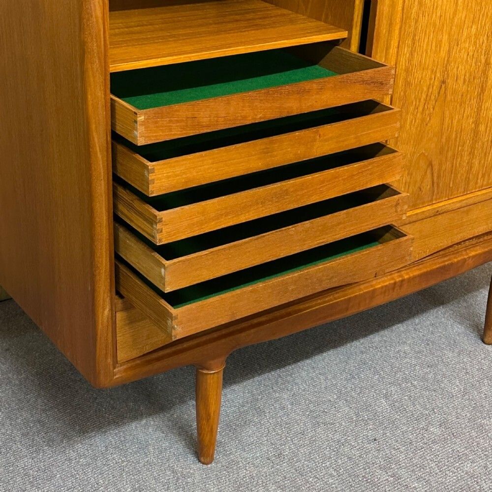 Attractive Large Danish Mid Century Teak Highboard By Axel Christensen For Aco Mobler photo vinterior