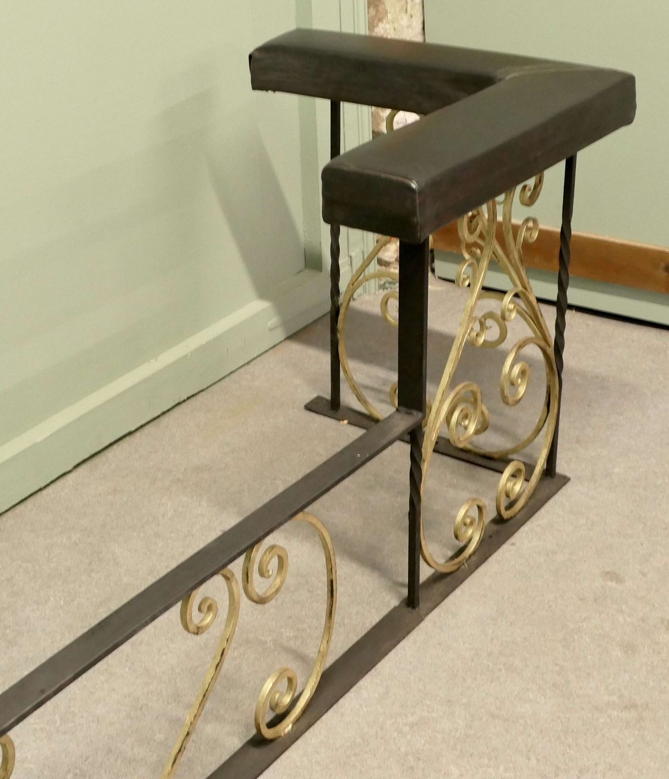 Very Large Decorative Wrought Iron And Leather Club Fender This Is A Blacksmith Made Piece photo 3000.0