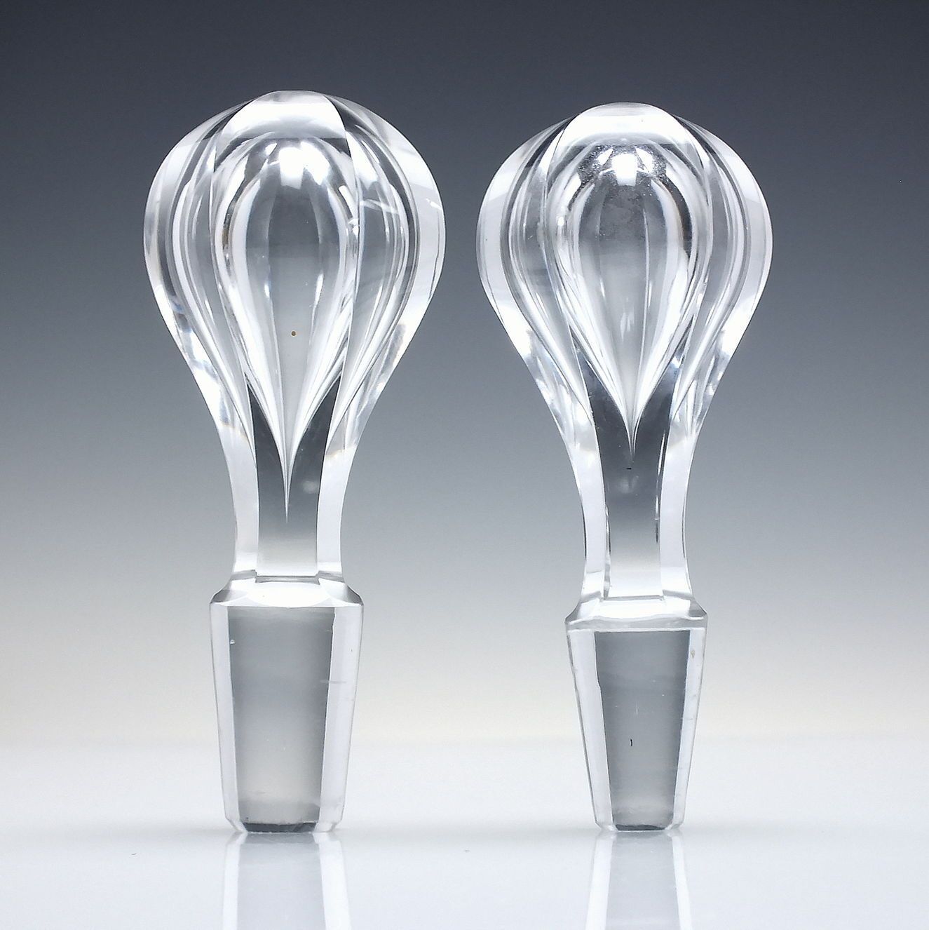 Pair Of Victorian Union Engraved Shaft & Globe Glass Decanters C1880 photo for sale