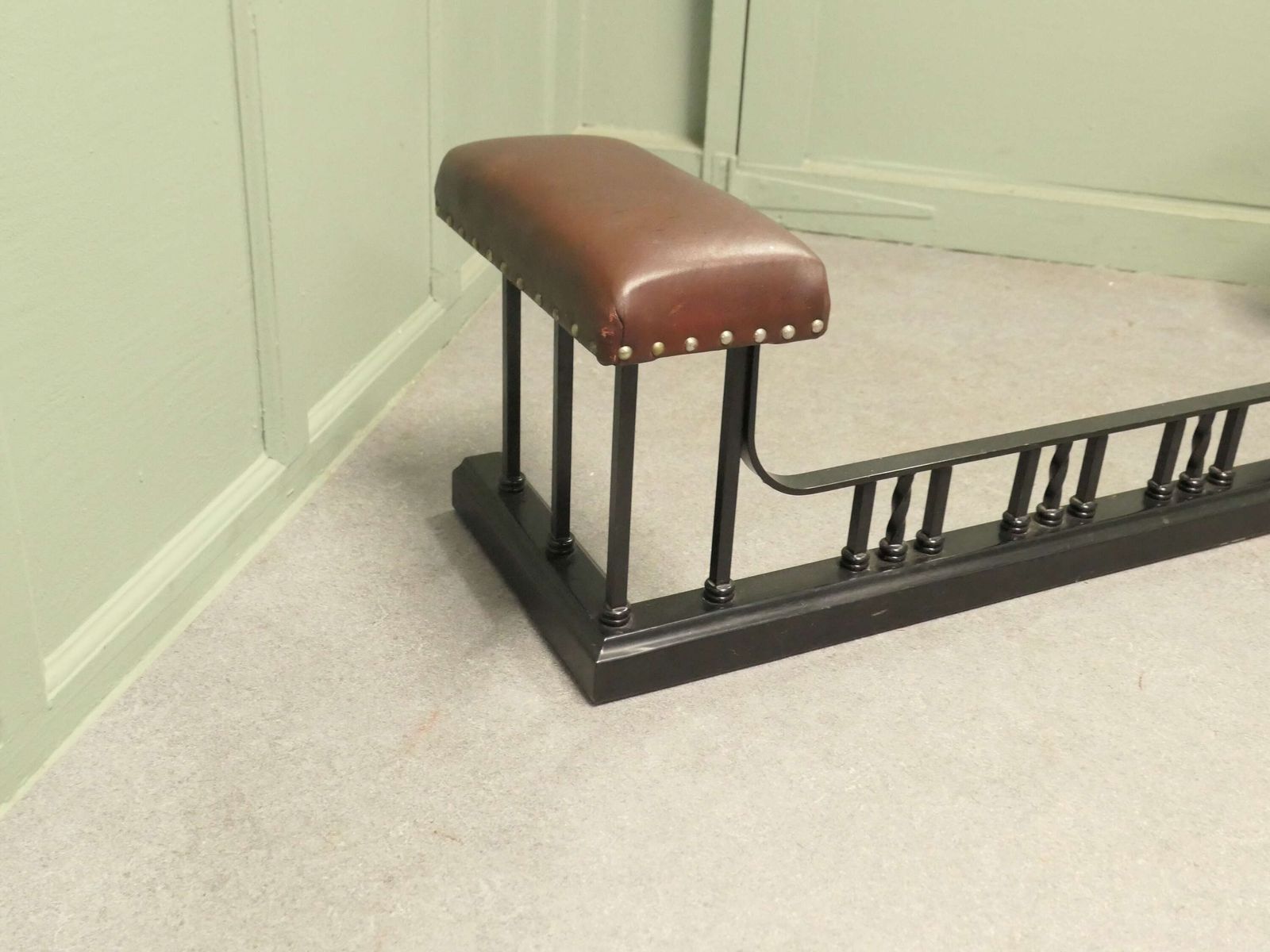 Art Deco Heavy Iron And Tan Leather Club Fender photo for sale