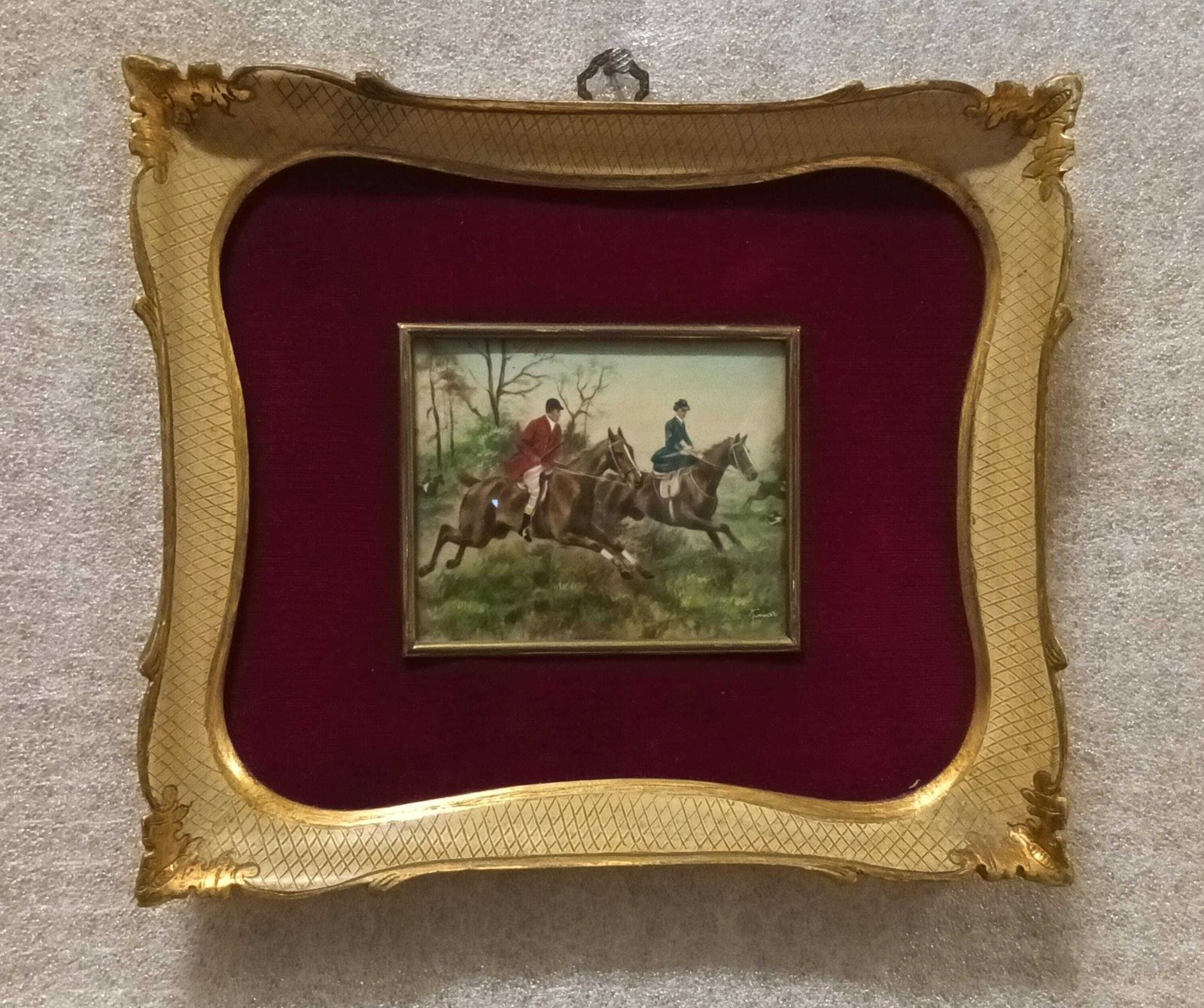 Framed Miniature 19th Century English Oil On Canvas, Signed, With Original Frame photo for sale