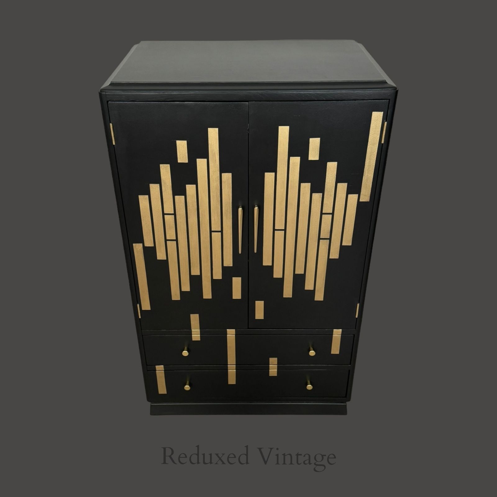 Wine Bar, Art Deco, Black And Gold, Gold Leaf, Geometric Design photo furniture