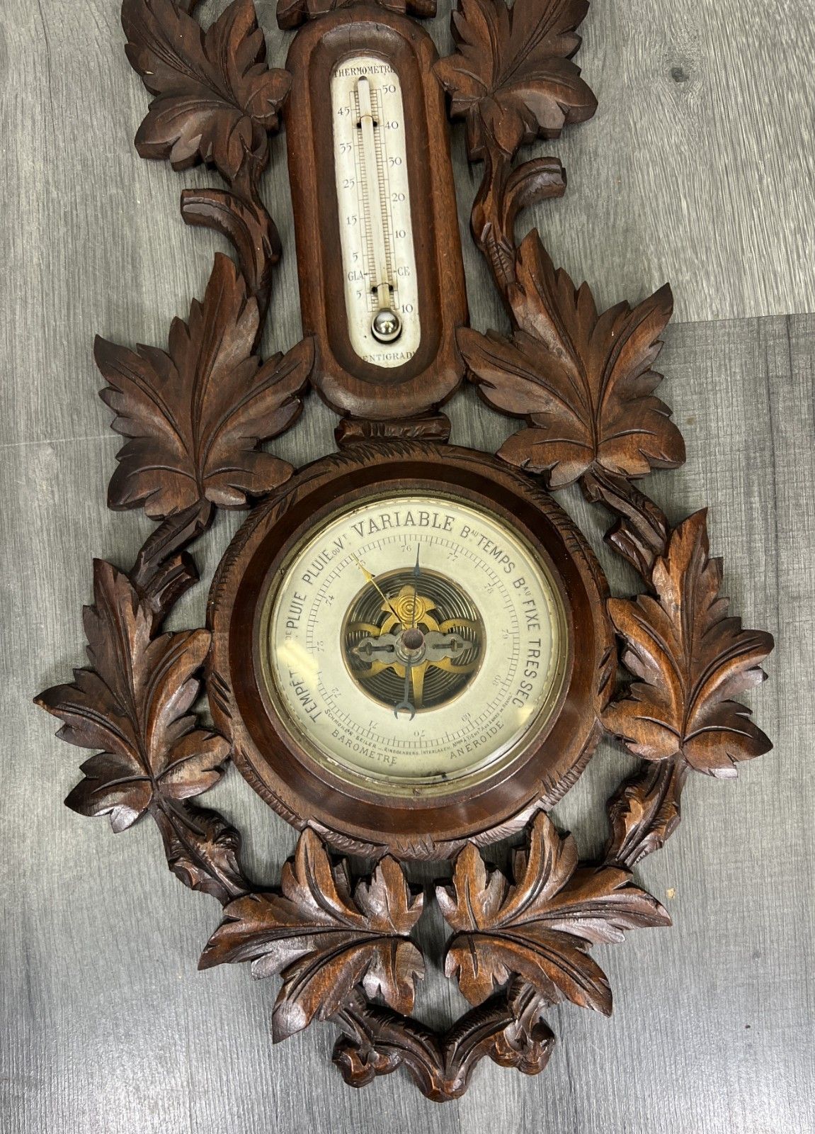Barometer Vintage French Carved Walnut Wall Barometer Thermometer Lot 4689 photo buy