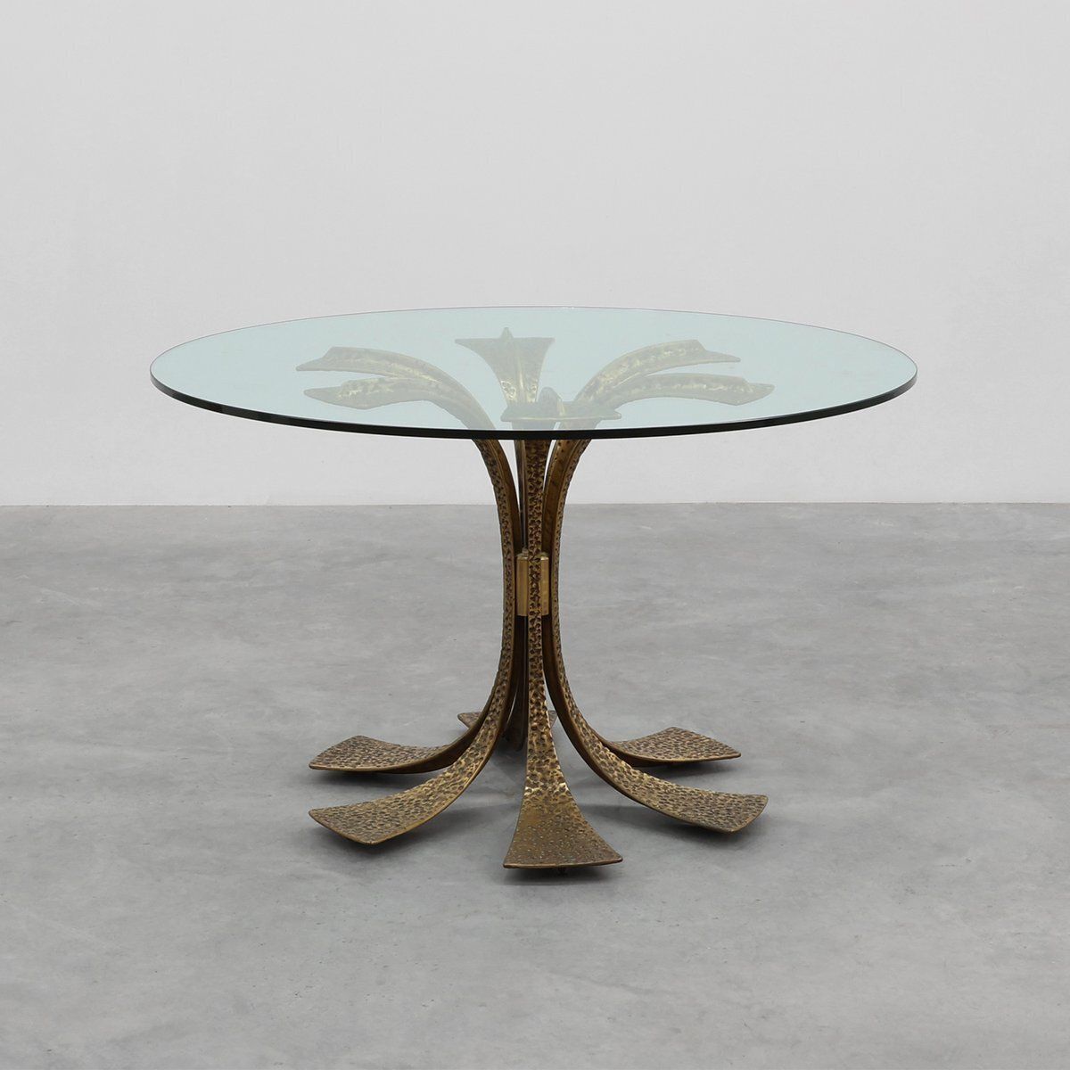 Mid Century Modern Italian Table In Bronze With Glass Top, 1970s