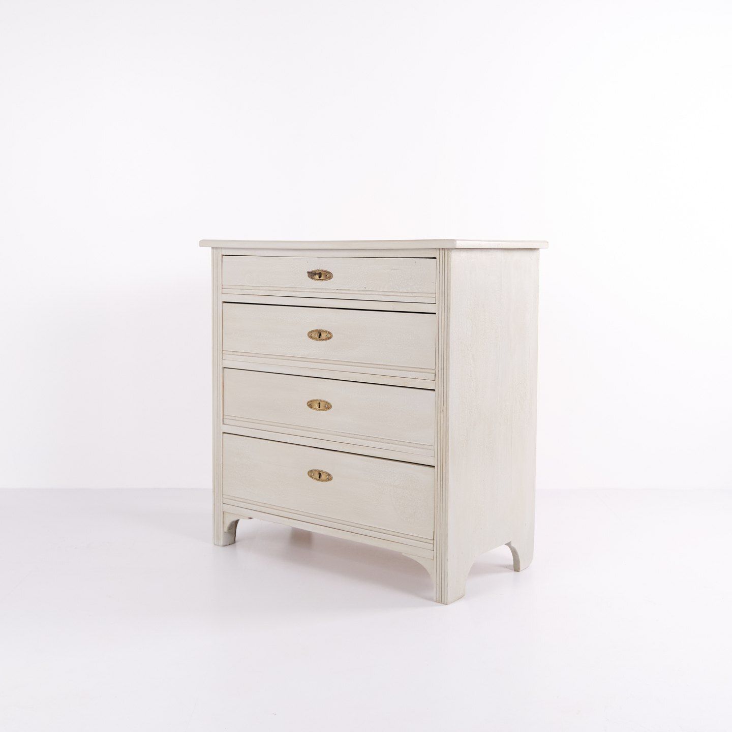Antique Chest Of Drawers With 4 Drawers   Grey Painted   Year 1890s photo Furniture