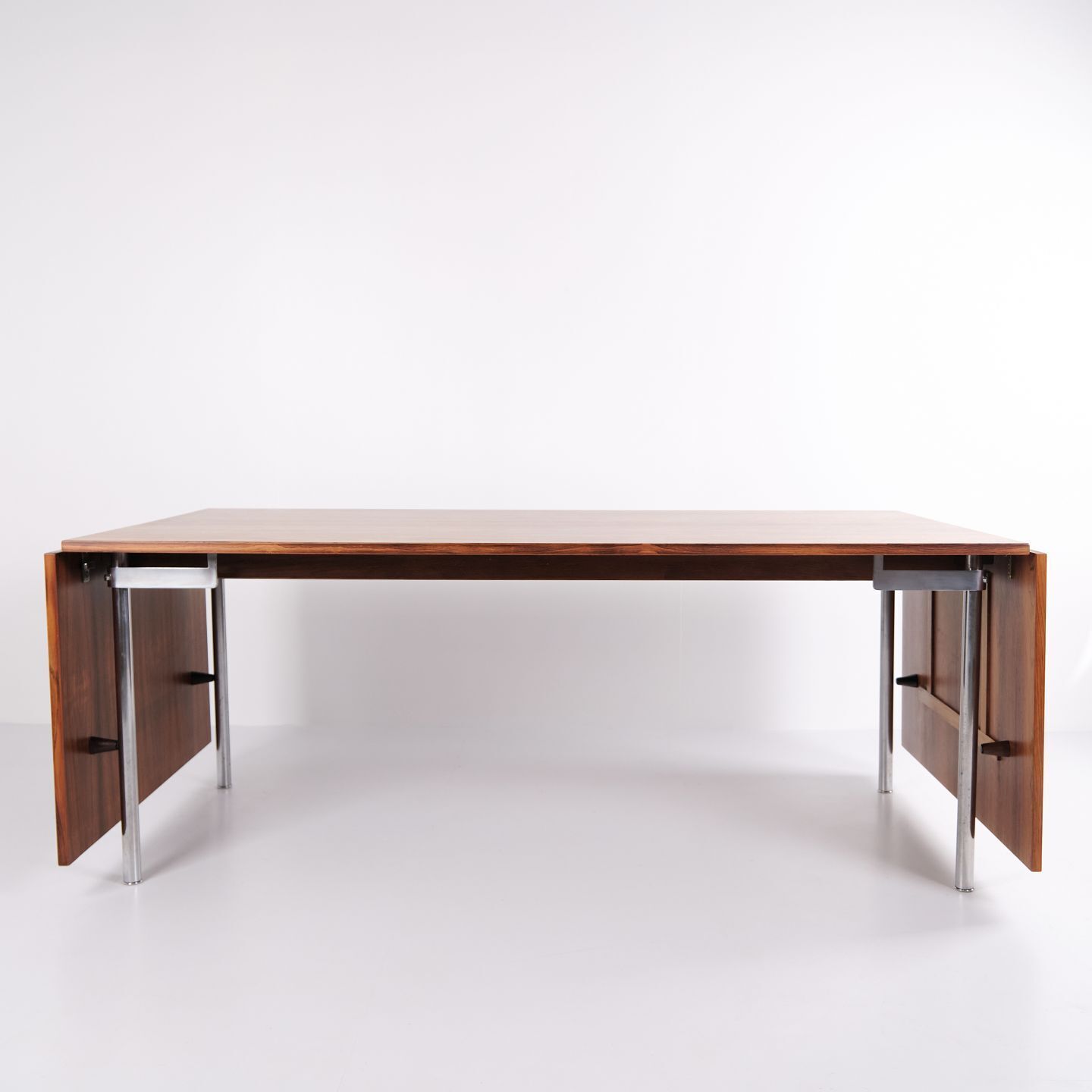 Dining Table With Flaps   Model At 319   Rio Rosewood & Steel Legs   Hans J. Wegner   Andreas Tuck   1960s