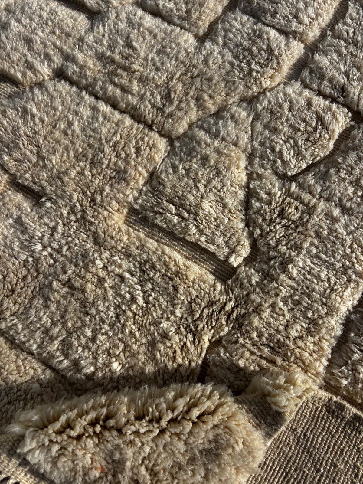 Moroccan White Berber Rug 220x300 Cm   Authentic Handwoven Wool Carpet, Checkered Berber Rug   Beni Ourain Rug   Handmade Rug photo for sale