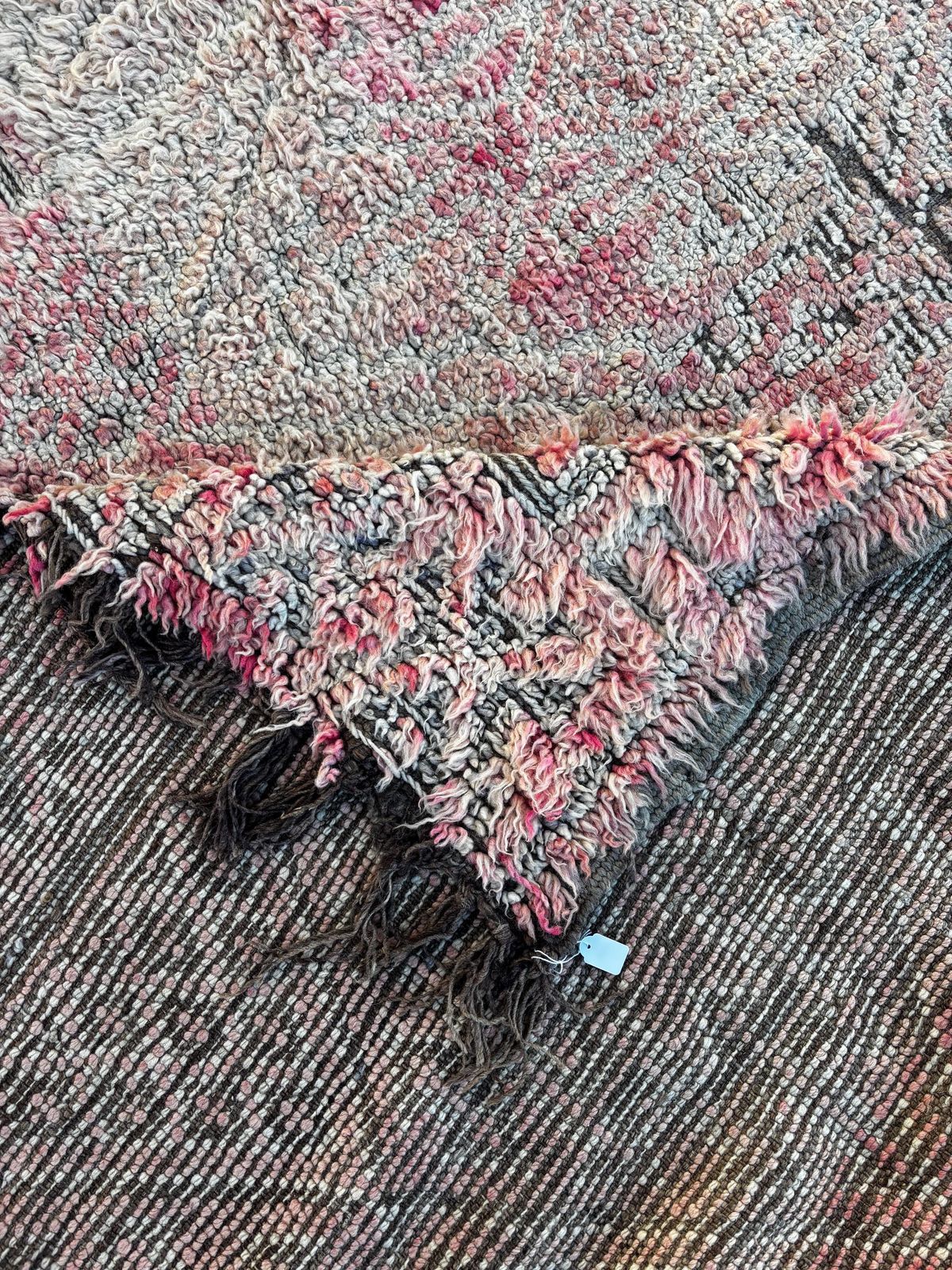 Vintage Moroccan Boujad Wool Rug 200x380 Cm  Handwoven Berber Carpet   Authentic Tribal Design photo 1634.0