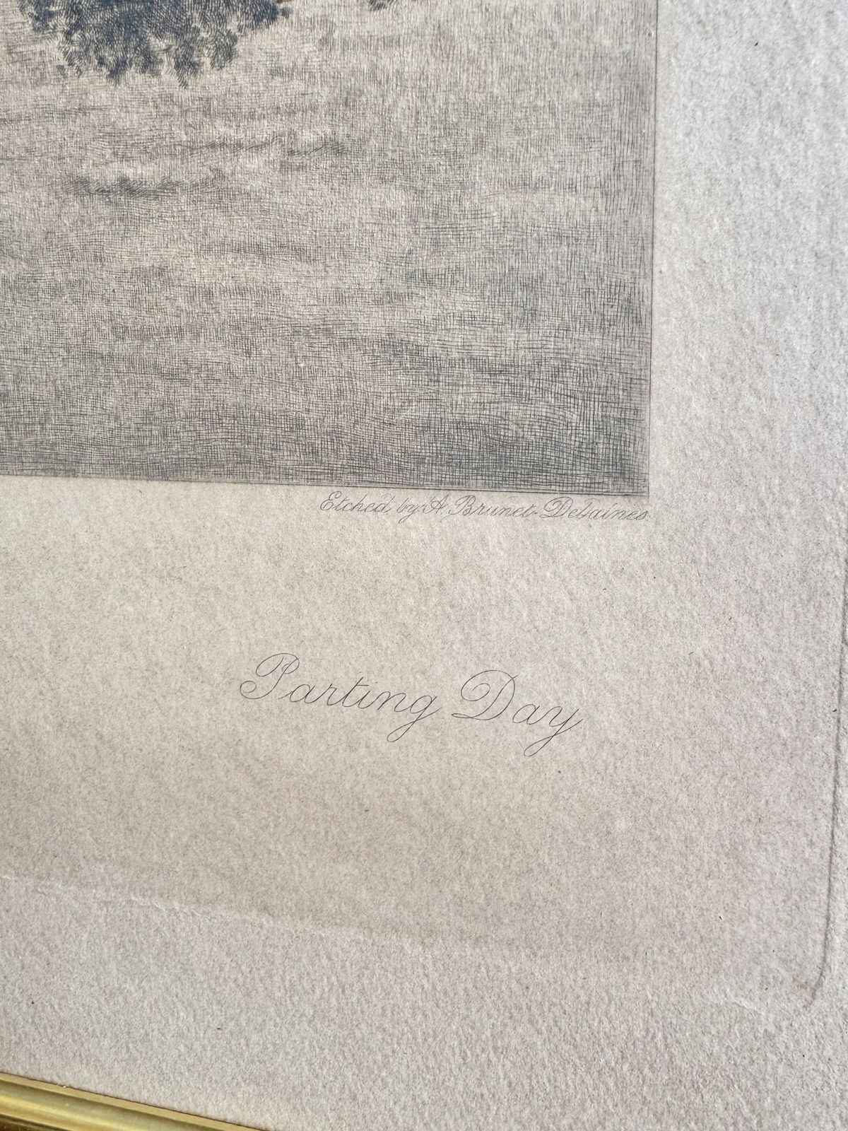 Large Antique Pastoral Print Titled Parting Day photo buy