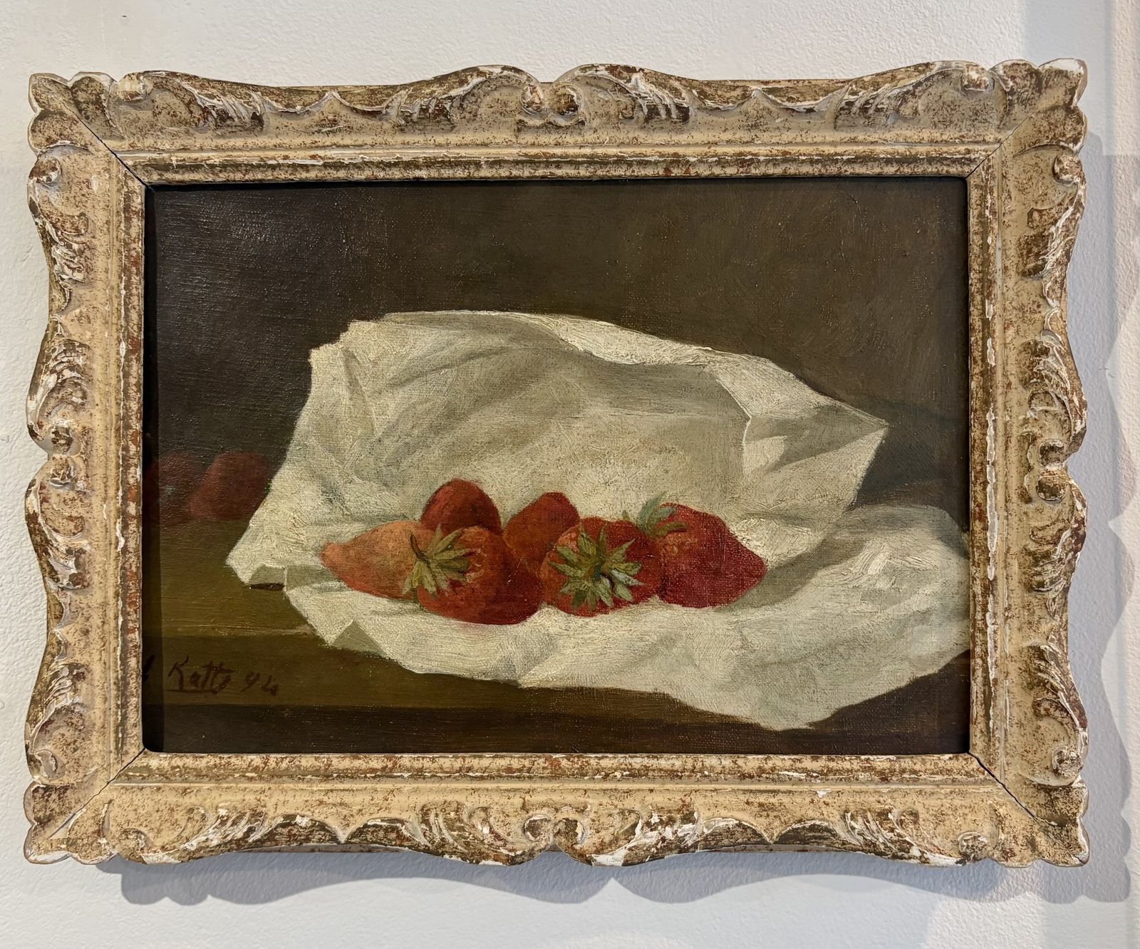 'Strawberries' Oil On Canvas , Signed And Dated 1894 photo Art