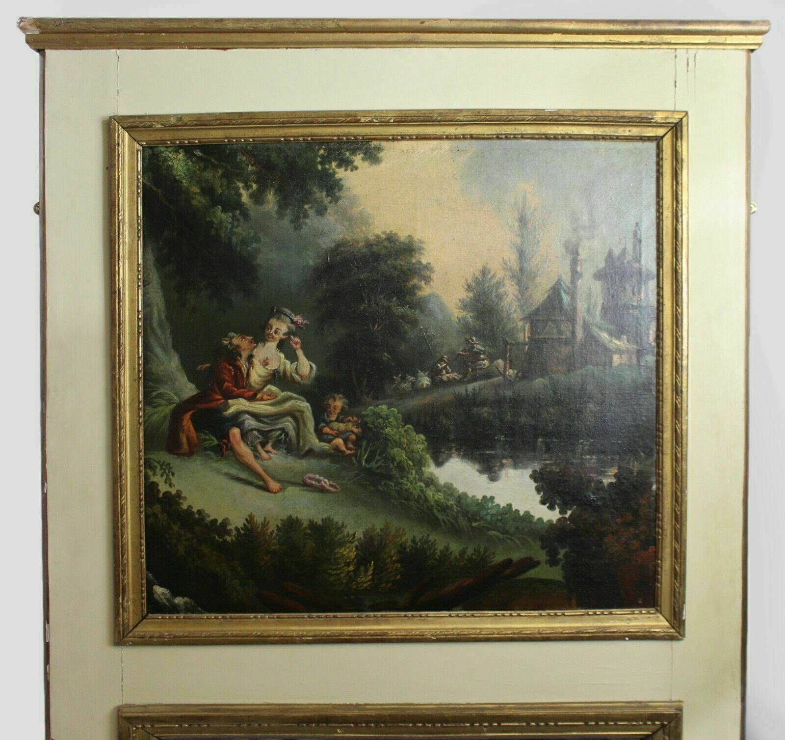 Tall French Antique Chateau Trumeau Mirror C.1890 photo furniture