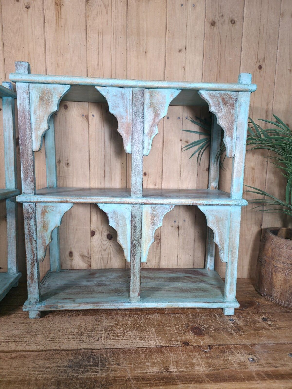 Vintage Reclaimed Indian Solid Wooded Arched Temple Wall Display Shelf Shelves photo for sale