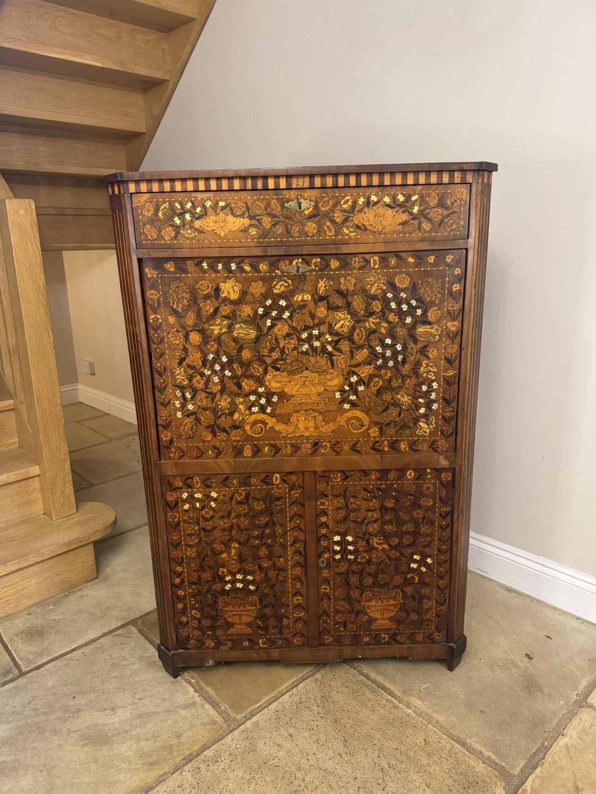 Outstanding Quality Antique 18th Century Dutch Floral Marquetry Secretaire