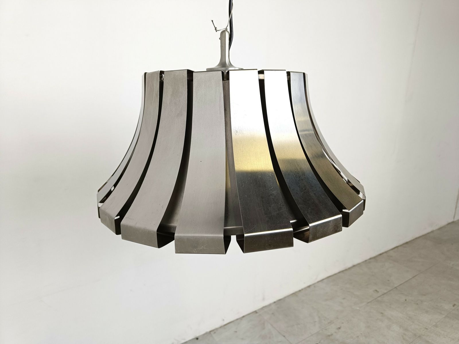 Mid Century Steel Suspension Lamp By E. Martinelli For Martinelli Luce, Italy, 1960s photo 595.0