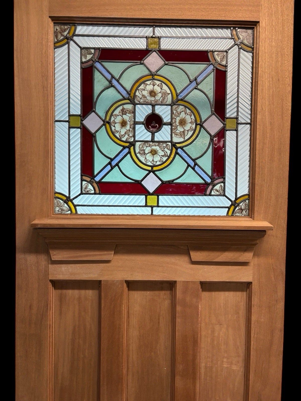 Art Deco Stained Glass Front Door Period Old Reclaimed Antique Wood Lead 20s 30s photo 3245.0