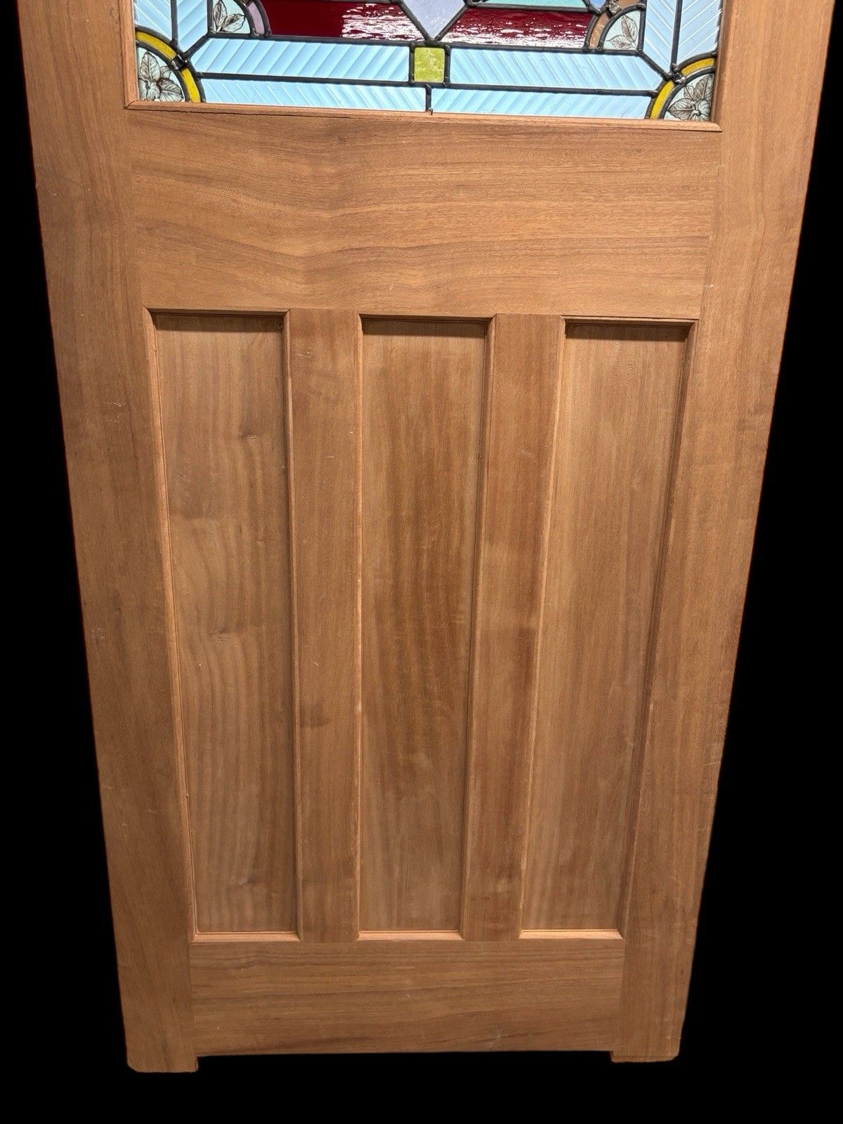 3245.0 Art Deco Stained Glass Front Door Period Old Reclaimed Antique Wood Lead 20s 30s photo