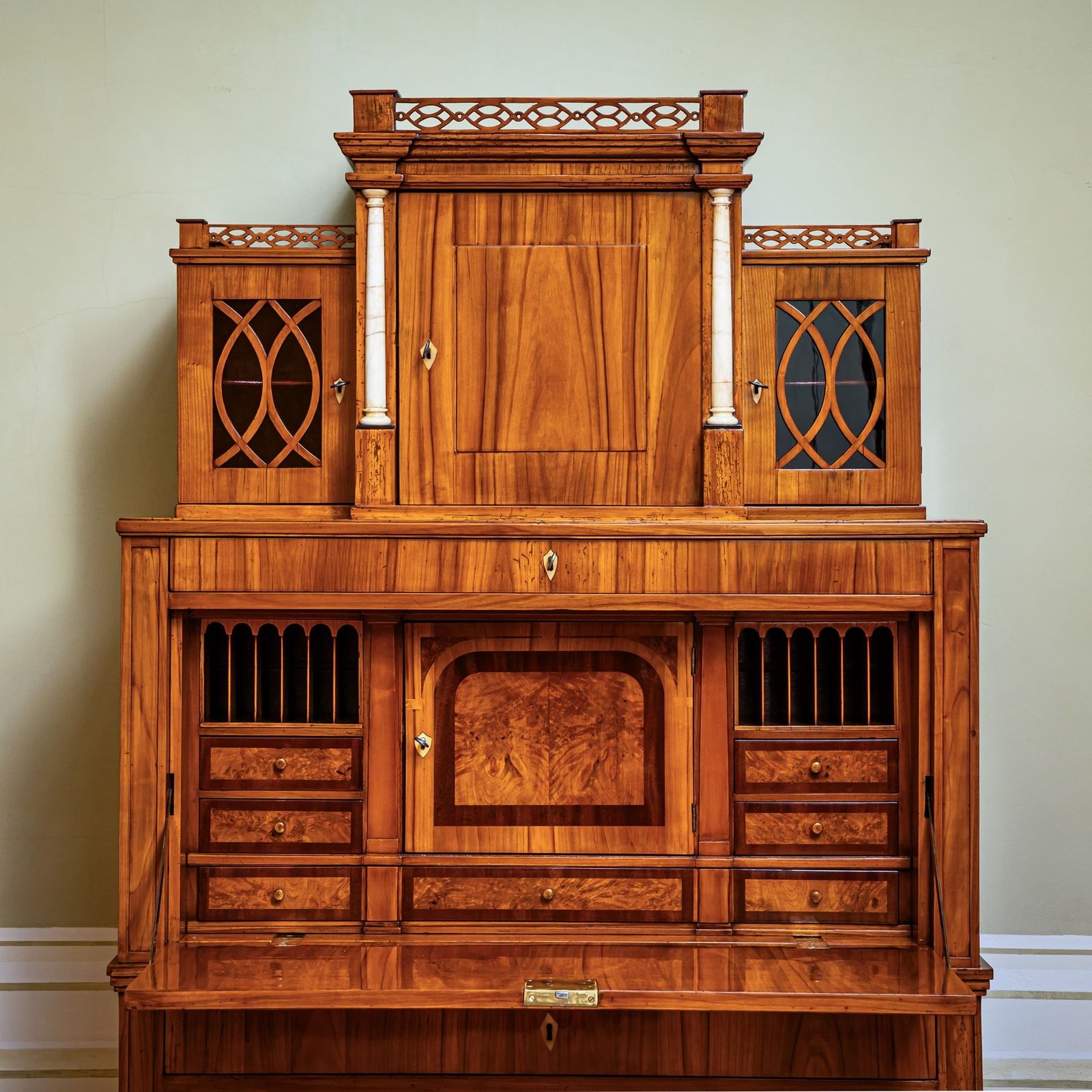 Biedermeier Secretary Desk With Upper Cabinet, Central Germany, Circa 1820 photo Furniture