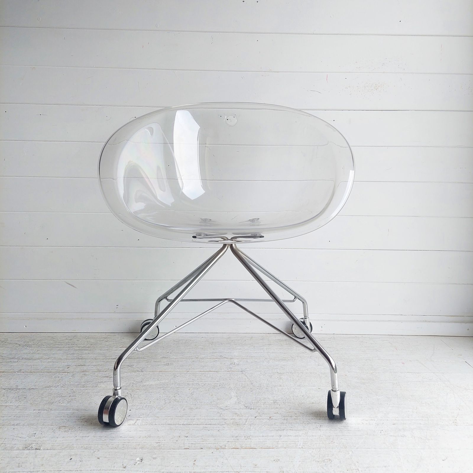 Postmodern Pedrali Gliss 968 Rolling Chair Italian Mid Century 1950s/60s Transparent  Office Chair 2000s photo Furniture