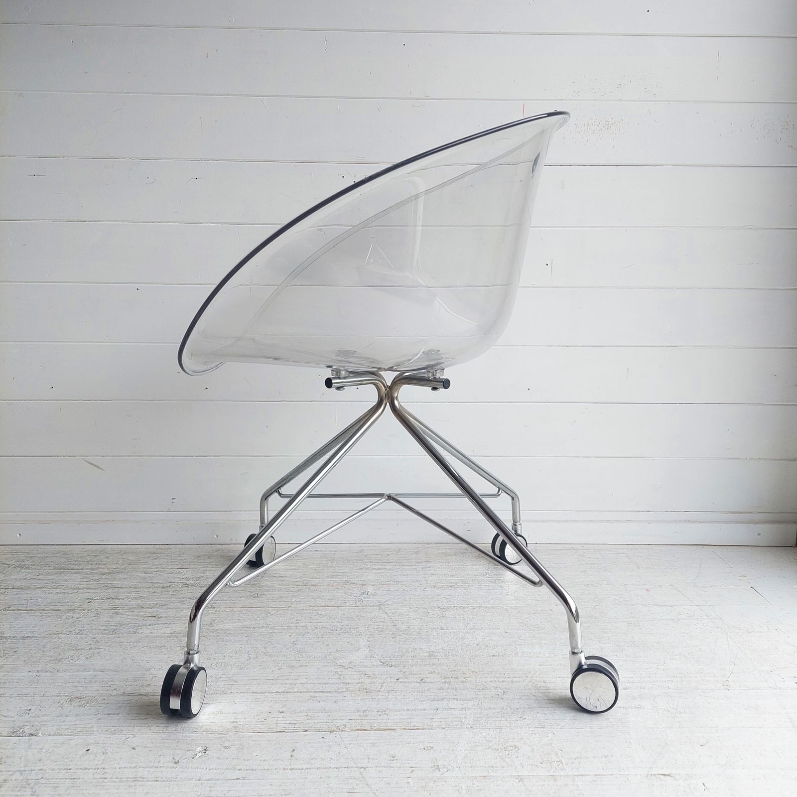 Postmodern Pedrali Gliss 968 Rolling Chair Italian Mid Century 1950s/60s Transparent  Office Chair 2000s photo furniture