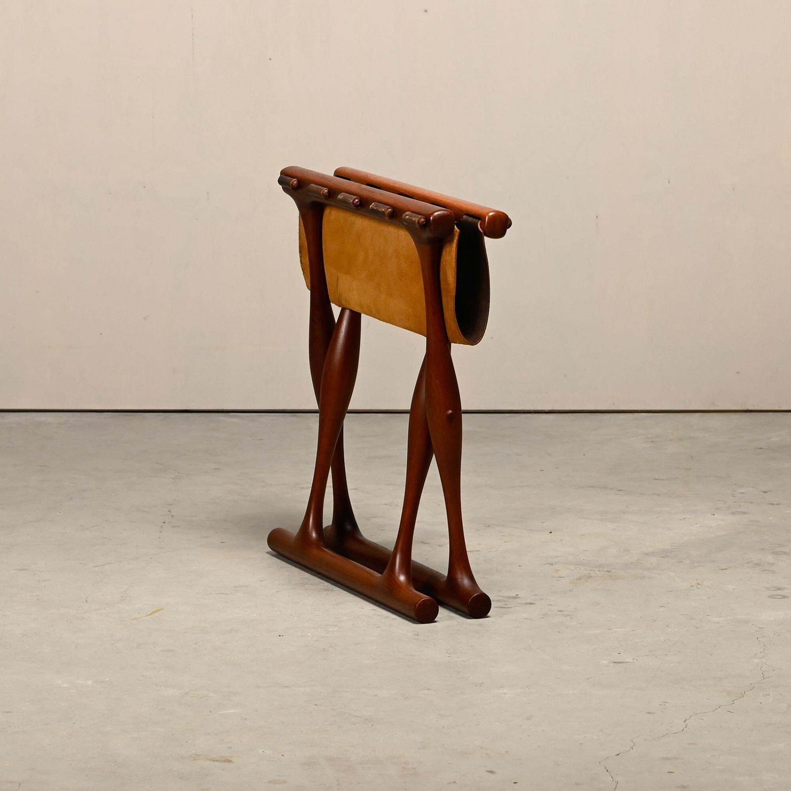 Poul Hundevad Ph43 Guldhøj Stool In Teak And Brown Leather Denmark 1960s photo vintage