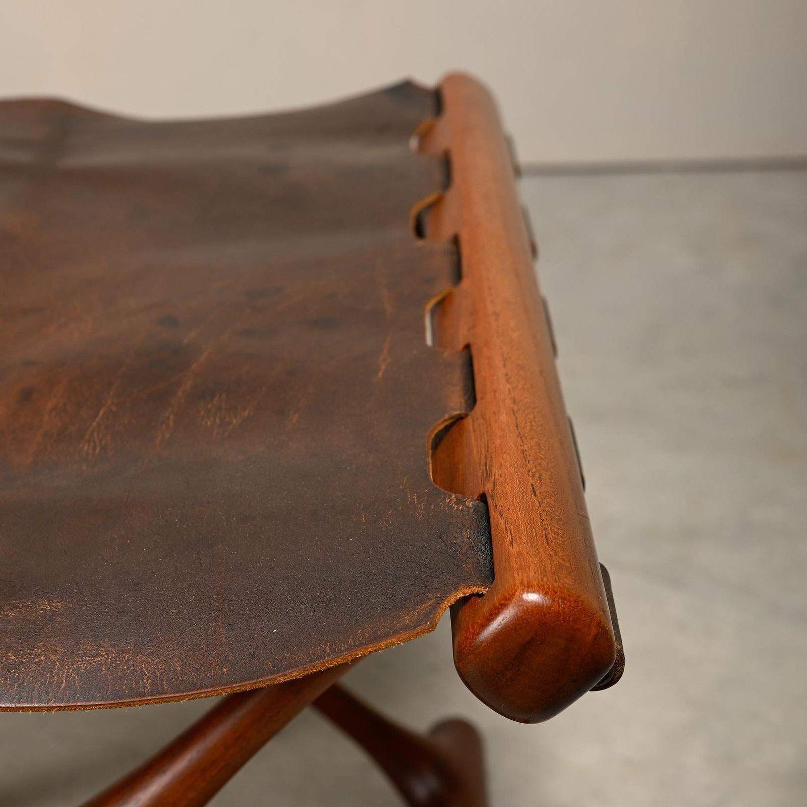 photo buy Poul Hundevad Ph43 Guldhøj Stool In Teak And Brown Leather Denmark 1960s