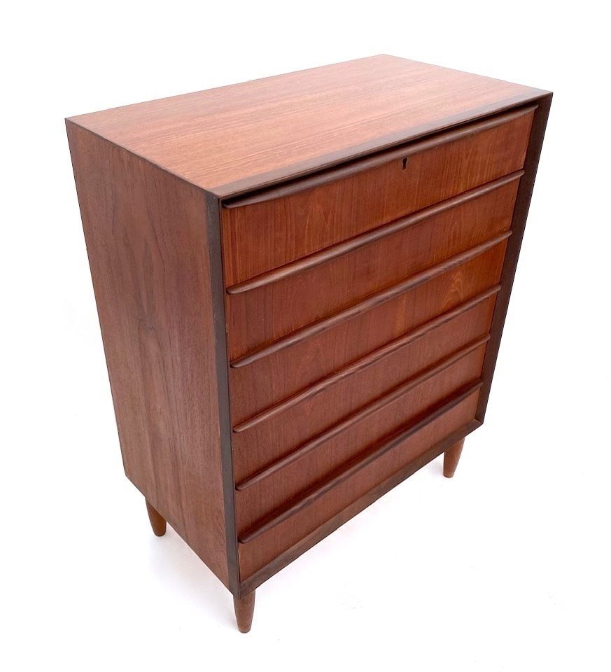 photo for sale Danish Large Teak Chest Of Drawers Tallboy Mid Century 1960s