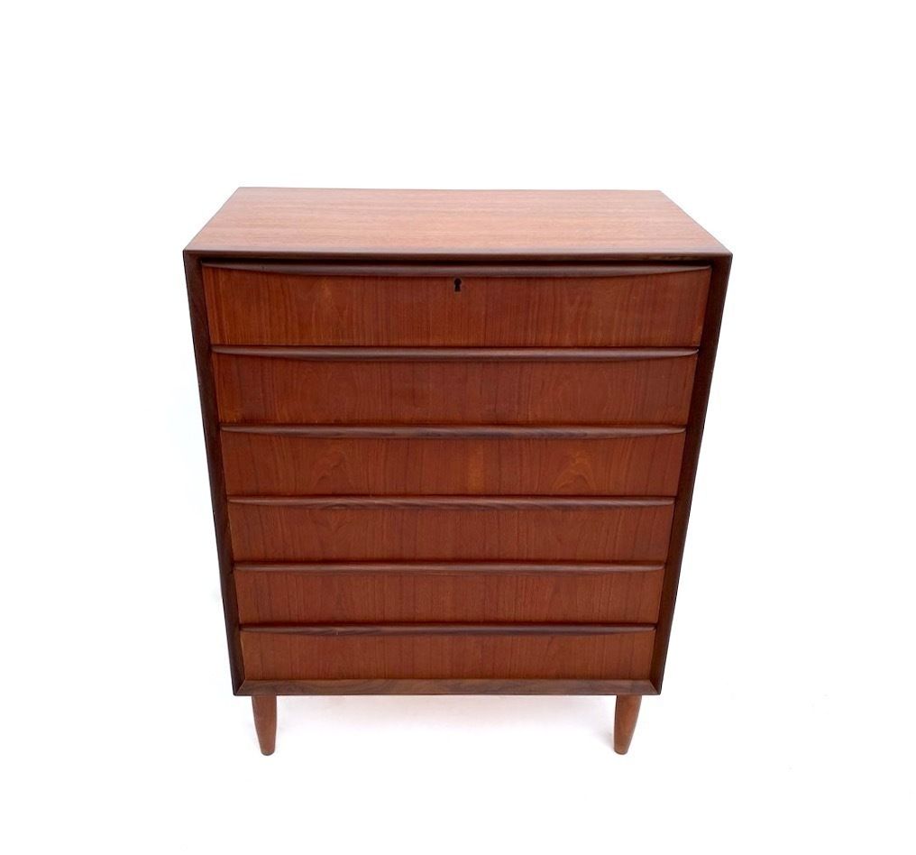 Furniture Danish Large Teak Chest Of Drawers Tallboy Mid Century 1960s photo