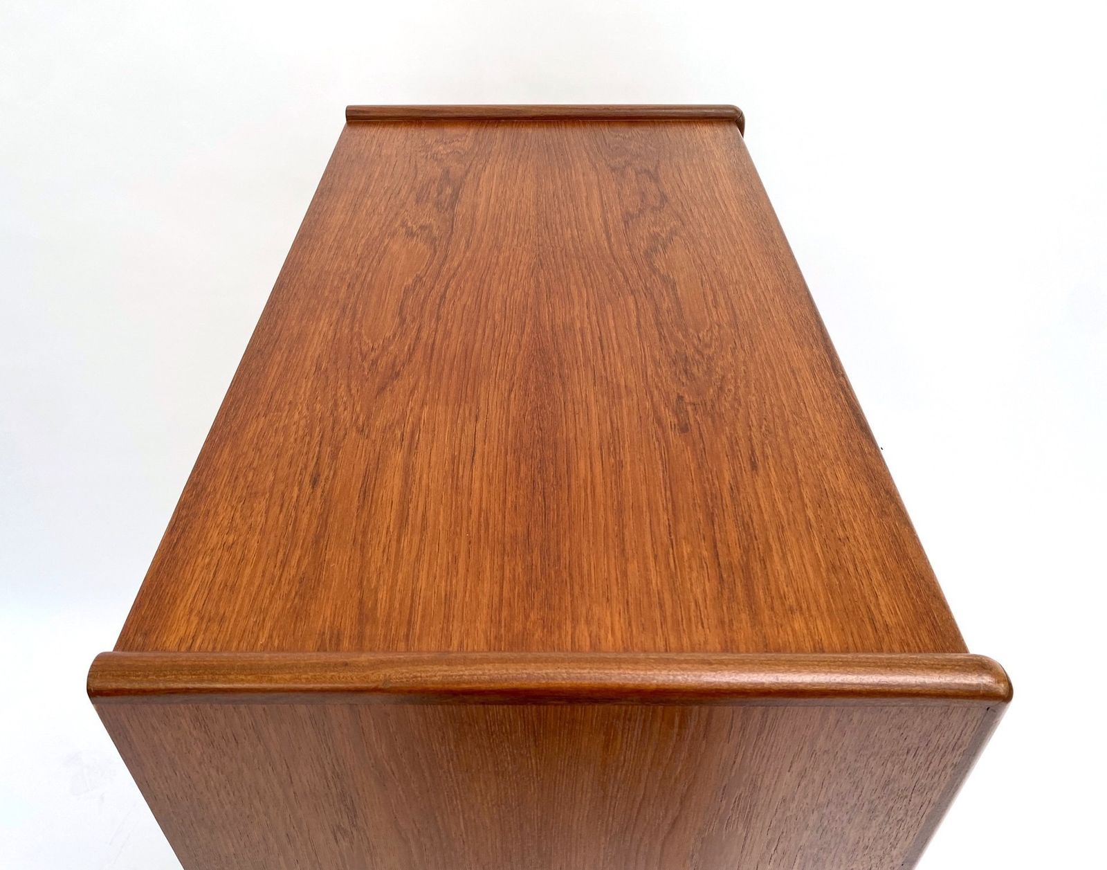 Danish Teak Chest Of Drawers With Recessed Handles Mid Century Tallboy 1960s photo vinterior
