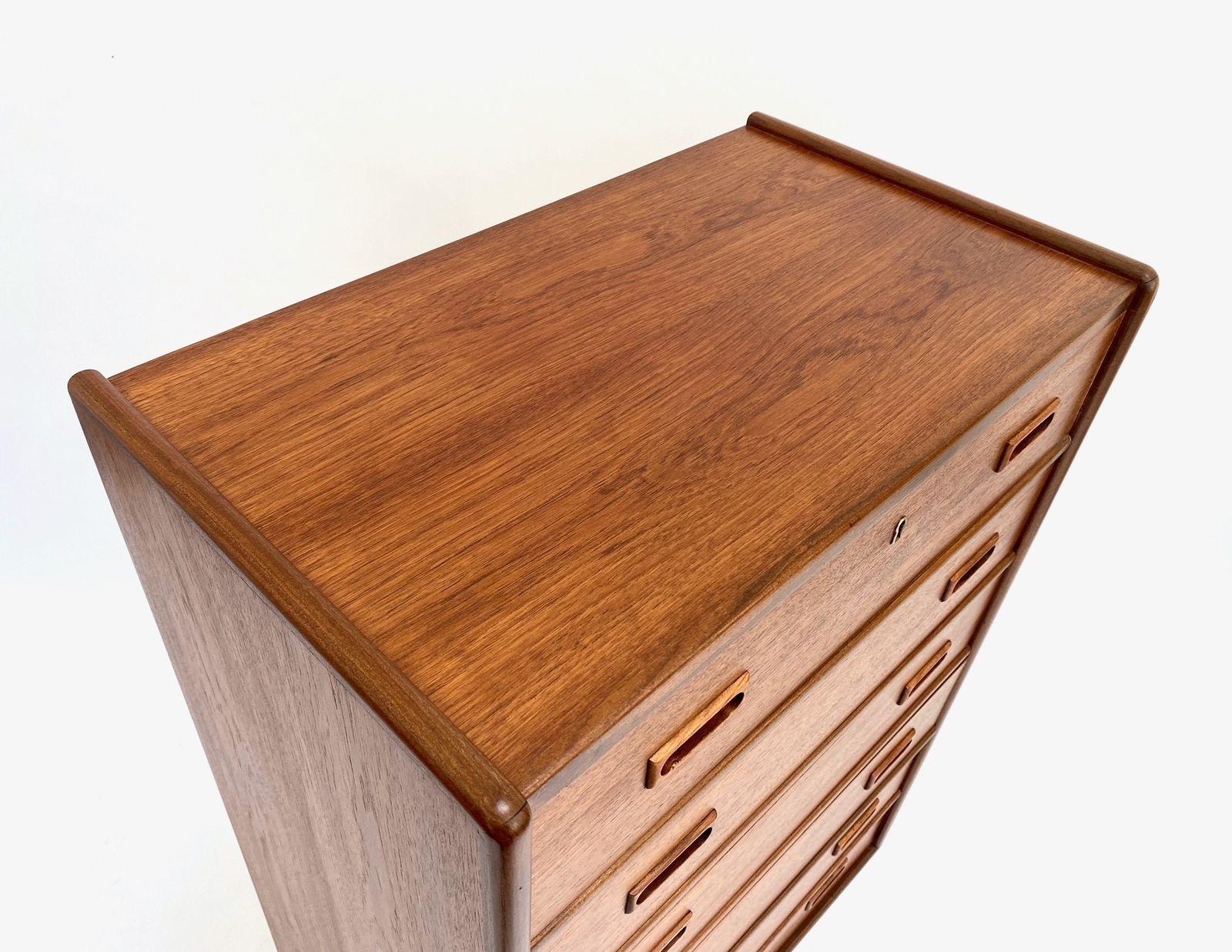 photo furniture Danish Teak Chest Of Drawers With Recessed Handles Mid Century Tallboy 1960s